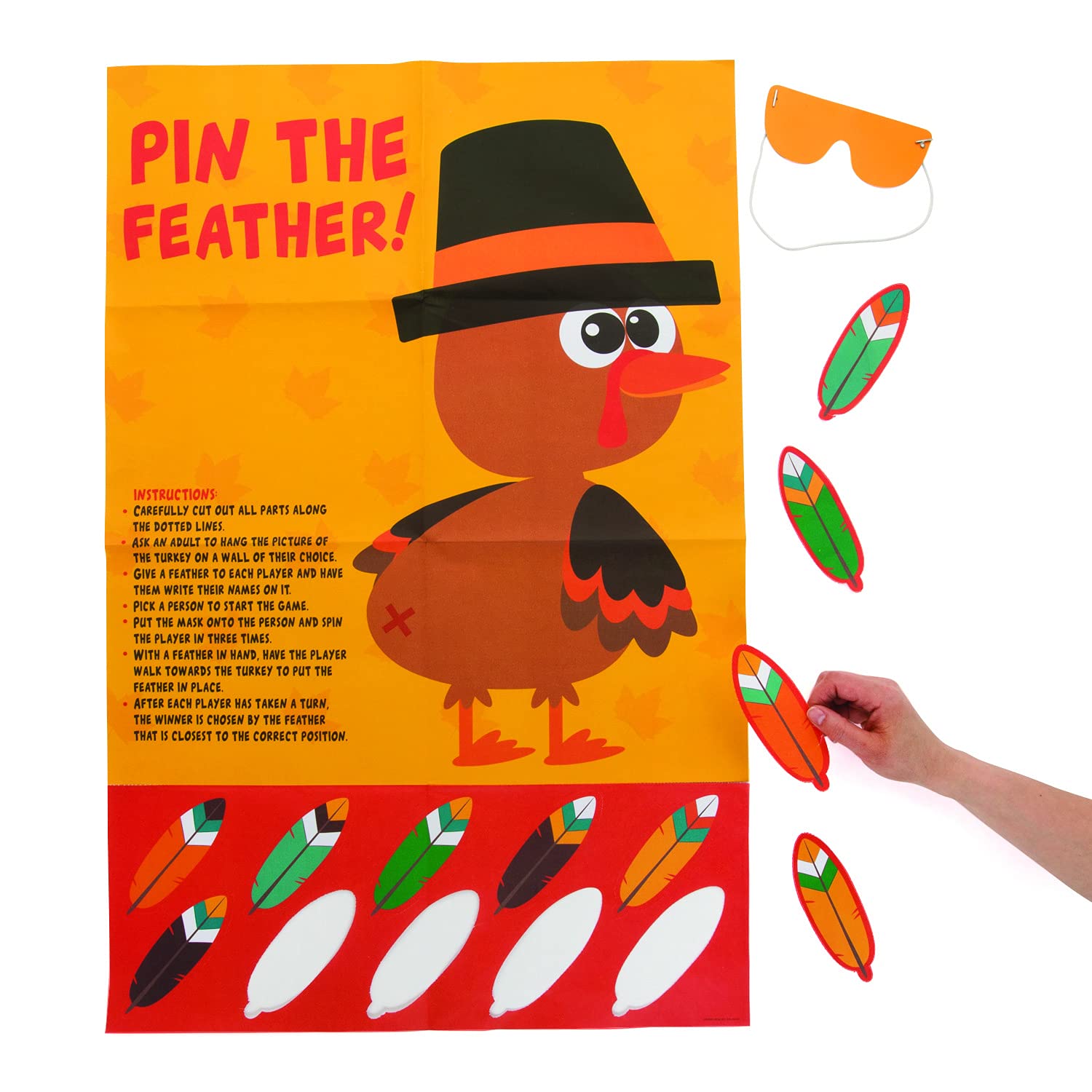 Fun Express Thanksgiving Turkey PIN The Game - 2 Piece Set for Kids & Family - Perfect for Holiday Parties, Classroom Activities & Family Game Nights