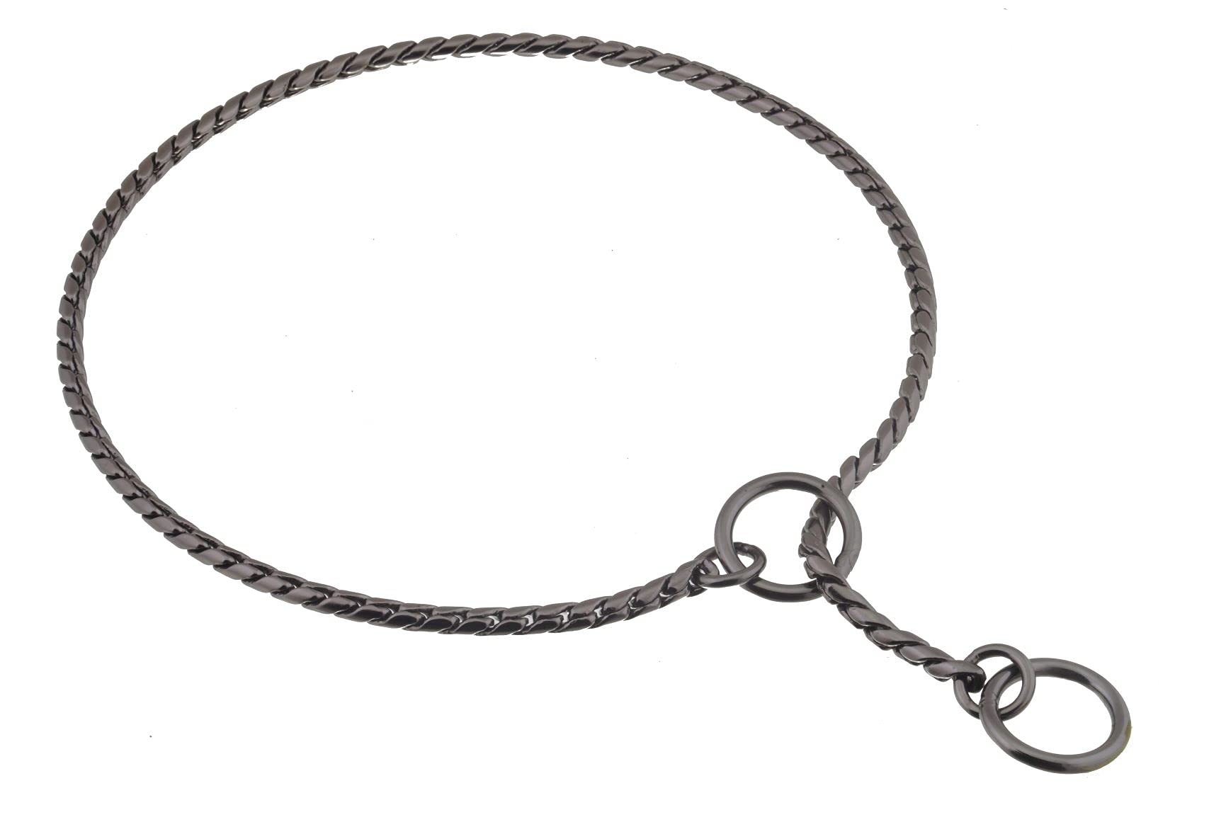 Alvalley Premium Metal Chain Dog Collar - Adjustable Brass Snake Chain Slip Collar for Small Medium Large XL Dogs - Black 28