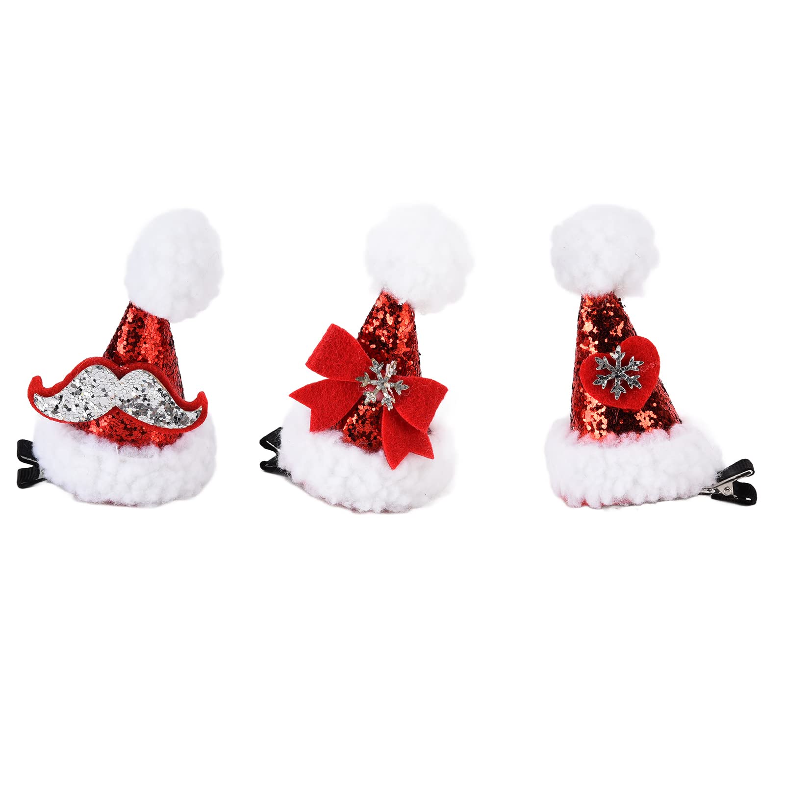 3 PCS Christmas Hair Clips with Glitter & Sequins - Santa Hat Barrettes for Girls, Festive Holiday Hair Accessories for Christmas Tree Parties & Winter Celebrations