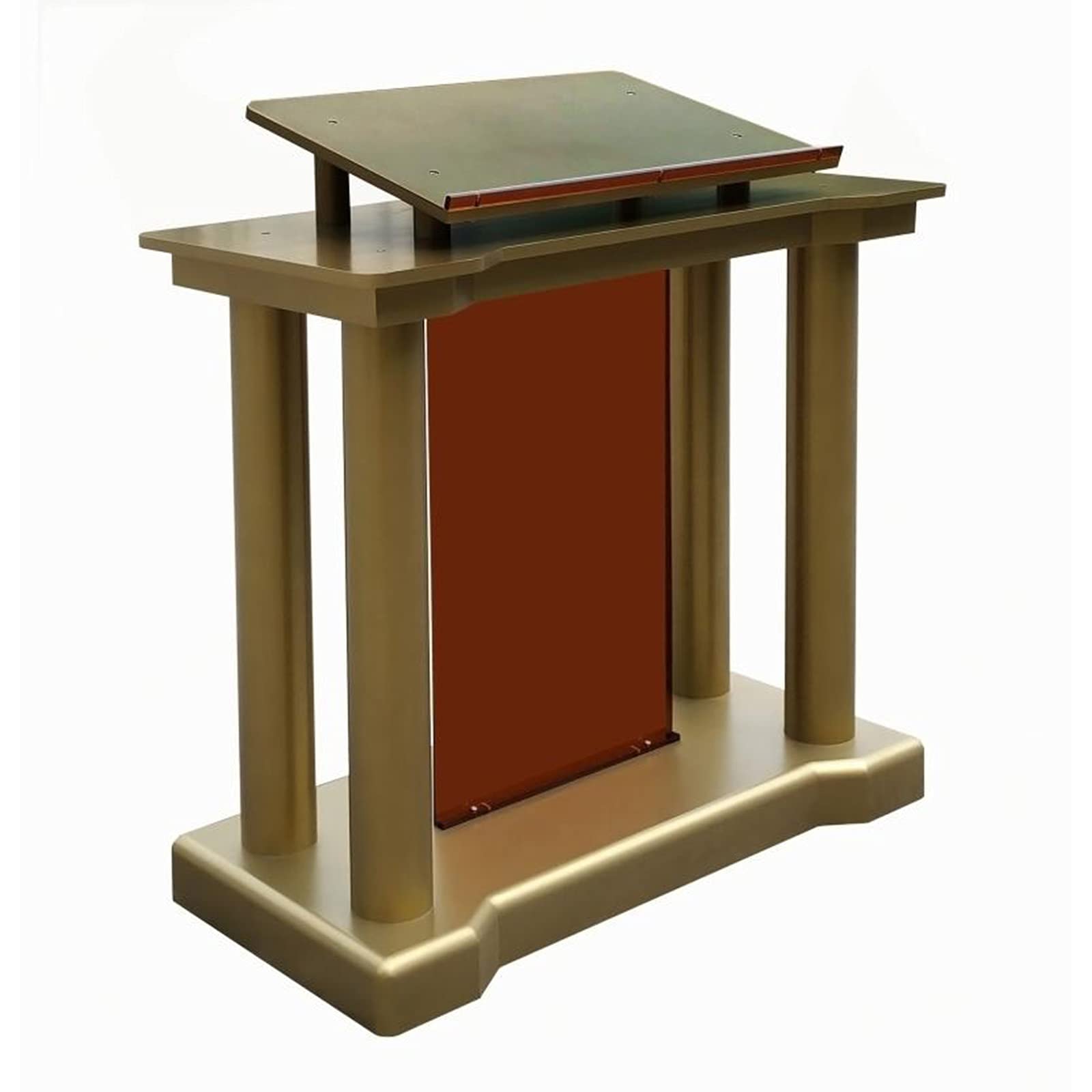 Golden Acrylic Podium - Elegant Reception Desk for Hotels, Schools & Churches | Modern Concierge & Welcome Counter for Professional Spaces | Perfect for Lobby, Events & Presentations