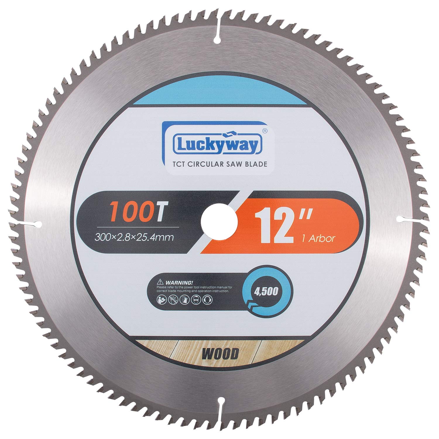 Luckyway 12 Inch 100-Tooth TCT Miter Saw Blade with 1 Inch Arbor - Premium Wood Cutting Circular Saw Blade for Carpentry, DIY Projects & Woodworking