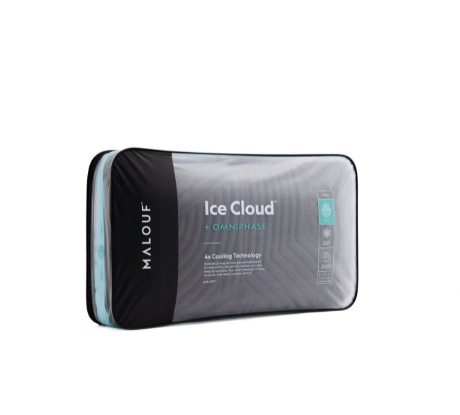 Malouf Ice Cloud™ Cooling Pillow - Queen Size Gel Memory Foam for Hot Sleepers - Perfect for Side, Back & Stomach Sleepers - Stay Cool All Night