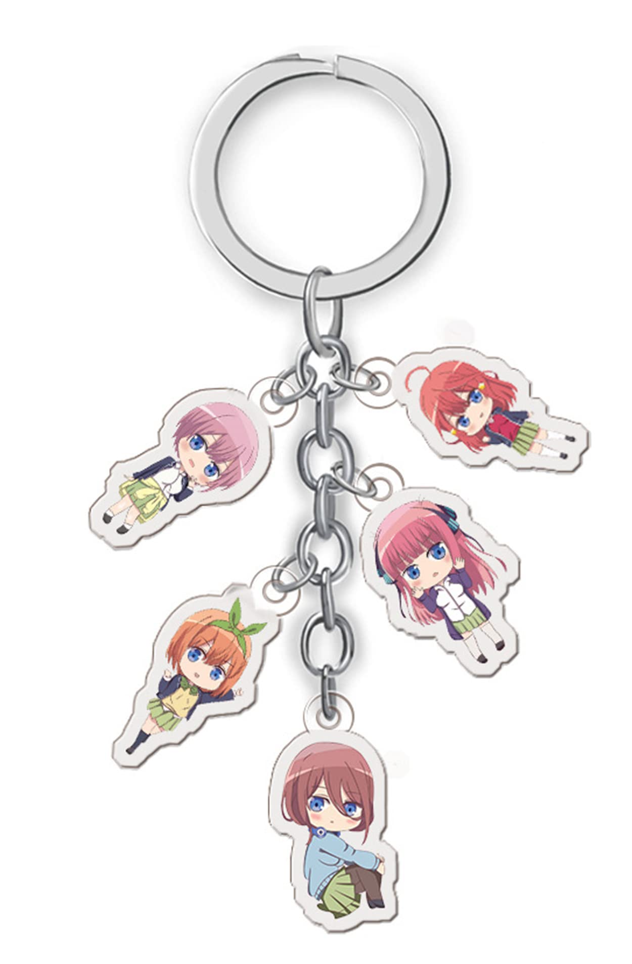 Anime The Quintessential Quintuplets Acrylic Keychain - 5-Piece Set of The Five Wedded Brides Pendant Key Rings with Buckle - Perfect for Cosplay, Gifts, and Anime Collectors