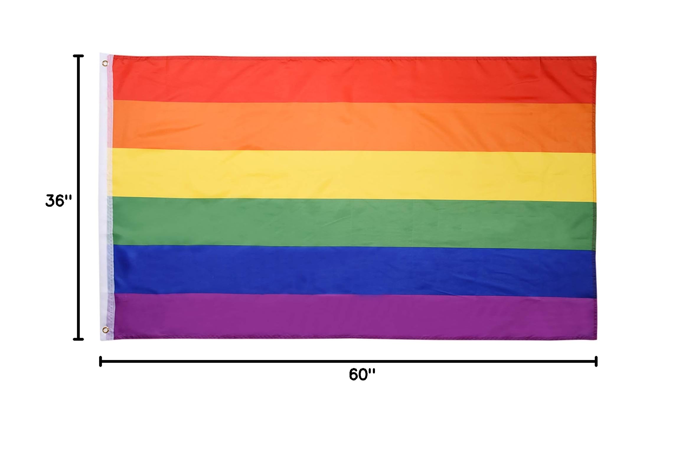 5x3 Ft Rainbow Pride Flag - LGBT Gay Lesbian Bisexual Transgender Banner with Brass Grommets - Durable Polyester Fabric - 10 Pack for Parades, Parties & Home Decor
