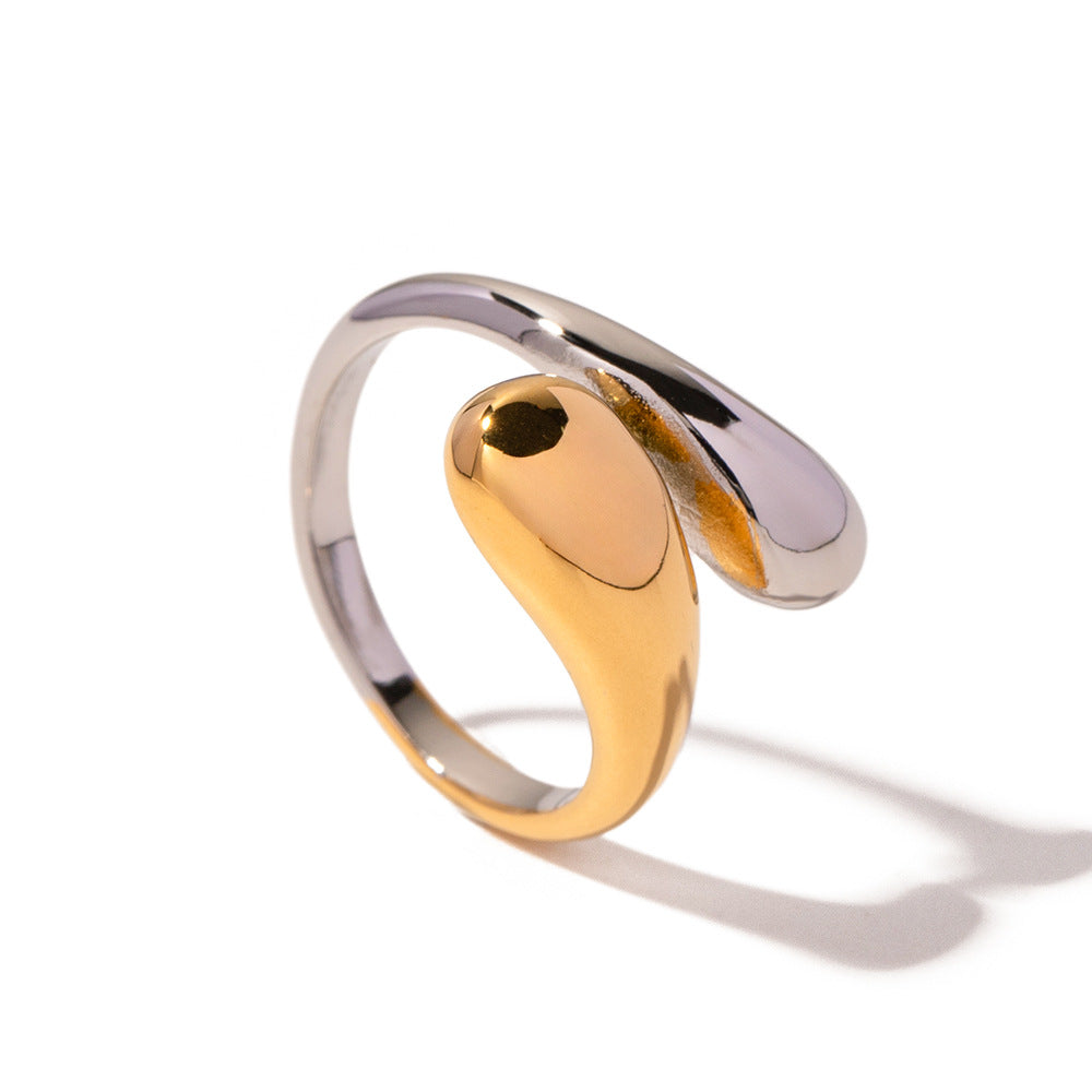 Two Tone Gold and Silver Wave Thumb Ring for Men and Women | Trendy Stackable Jewelry | Perfect for Casual Wear, Parties, and Gifts | JDR355