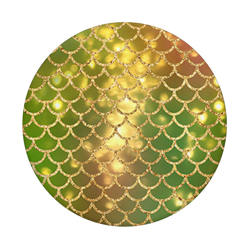 Mermaid Scales Phone Grip Stand - Yellow Green Black Design for Phones & Tablets, Perfect for Daily Use, Travel, and Work
