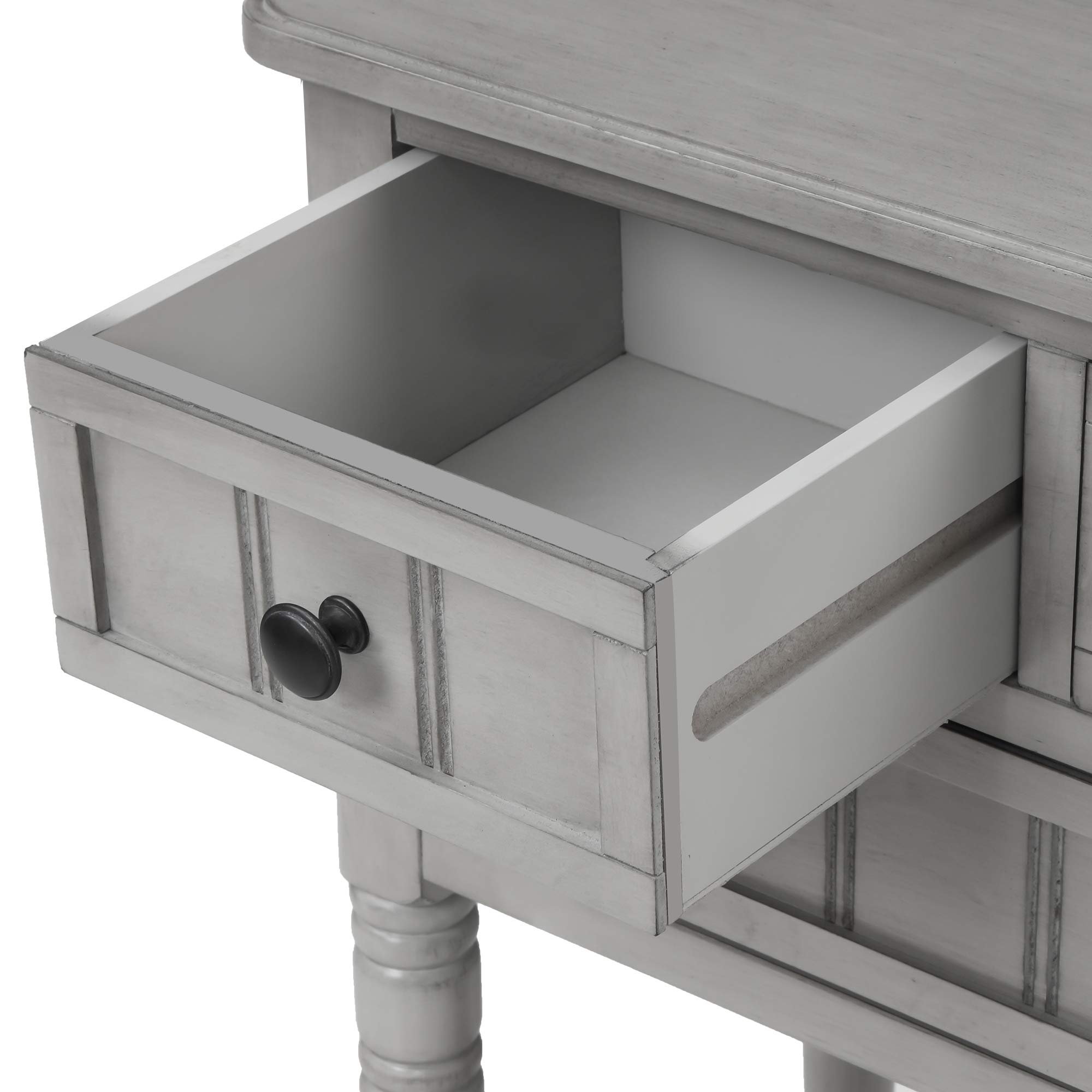 HABITRIO Narrow Console Table - Slim Sofa Table with 3 Storage Drawers & Bottom Shelf for Living Room | Easy Assembly Entryway Hall Table | Perfect for Small Spaces, Apartments & Behind Sofa Organization (Gray Wash Finish)