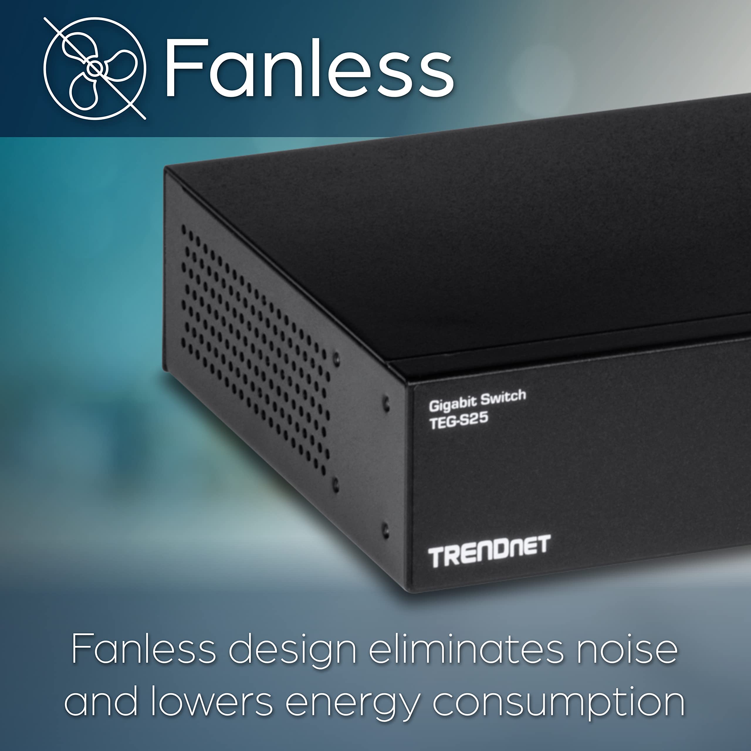 TRENDnet TEG-S25 24-Port Gigabit Ethernet Switch | 48Gbps Switching | Fanless Metal Design | Lifetime Warranty | Ideal for Home Office, Small Business & Gaming Network Setup