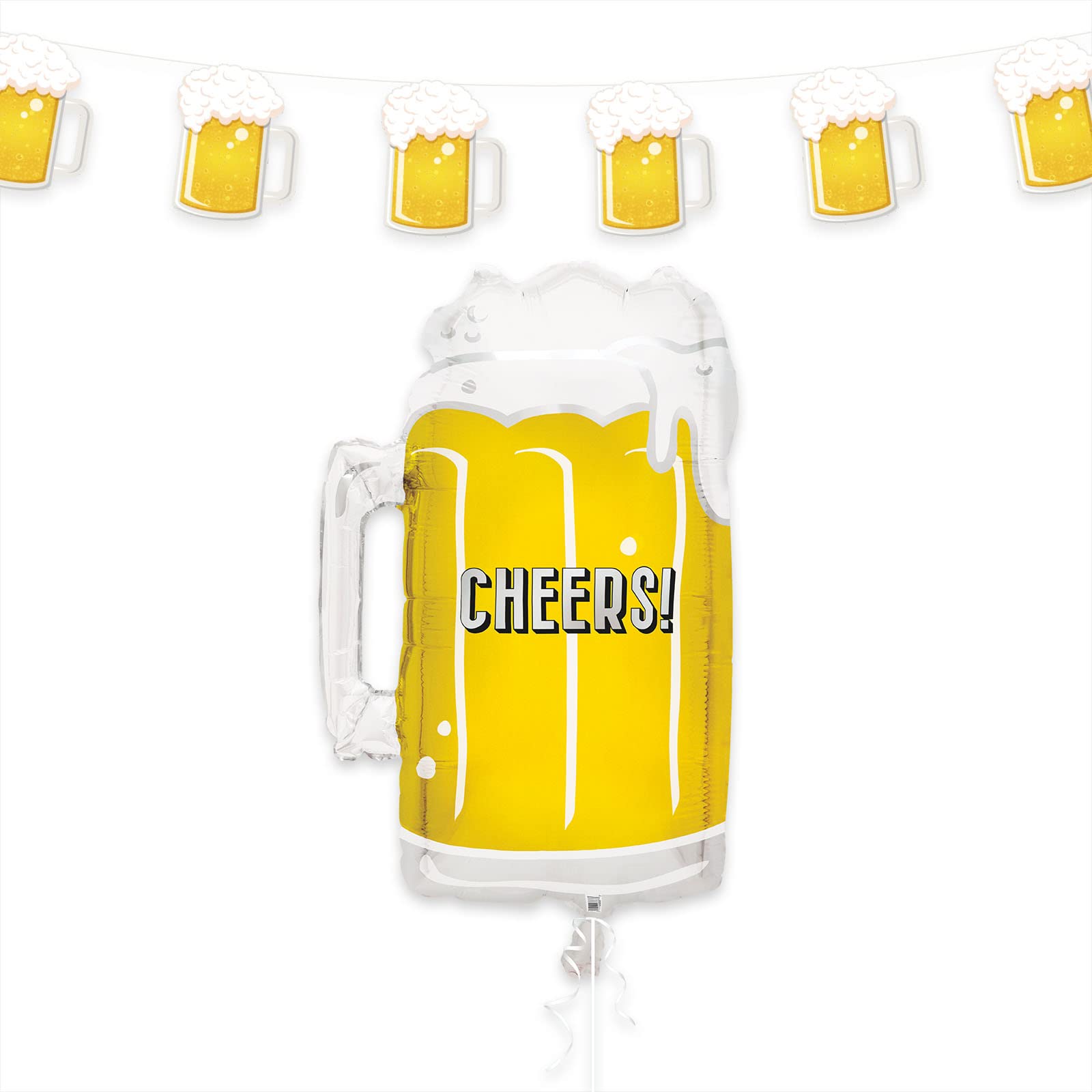 Oktoberfest & Beer Party Decorations - 10ft Frothy Mug Garland with 12 Beer Stein Balloons | Perfect for German Festivals, Bachelorette Parties & Bar Decor