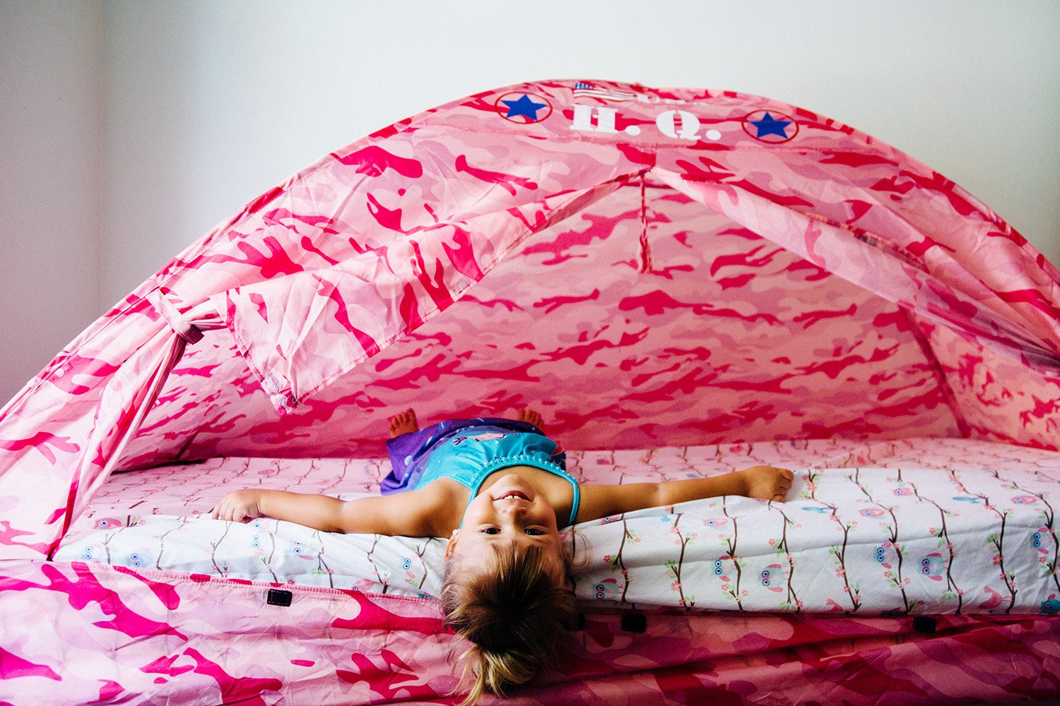 Pacific Play Tents 19781 Kids Pink Camo Bed Tent Playhouse - Twin Size Indoor Play Tent for Girls, Fun Sleepover Fort & Reading Nook for Children's Bedroom