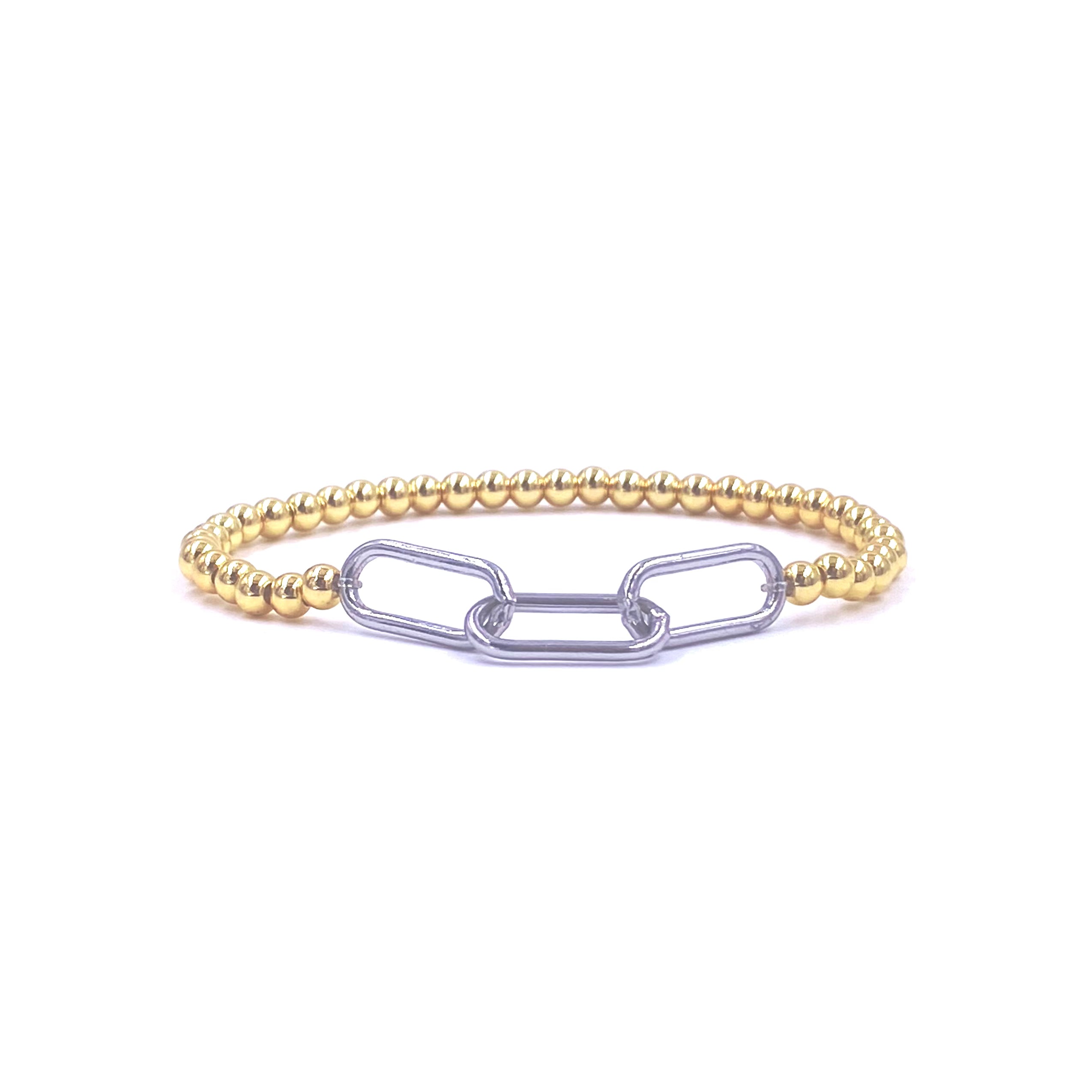 Ashley Gold Stainless Steel Beaded Ball Mixed Link Bracelet - Elegant Gold Plated Jewelry for Women, Perfect for Parties, Weddings & Everyday Wear