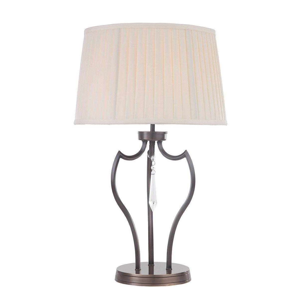 Elstead Pimlico Dark Bronze Table Lamp - Vintage Style Desk Lamp with Fabric Shade for Living Room, Bedroom & Office Decor - Perfect for Reading & Ambient Lighting
