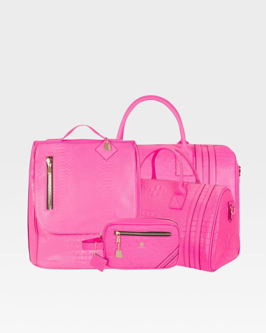 Apollo 2 Travel Set in Neon Pink - Compact Toiletry Bag & Cosmetic Organizer for Women | Perfect for Vacation, Gym, Business Trips & Weekend Getaways