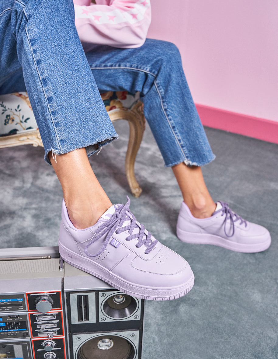 Maxence F Low Basket Shoes - Genuine Leather in Lilac Color for Women | Perfect for Casual Outings, Office Wear & Daily Comfort