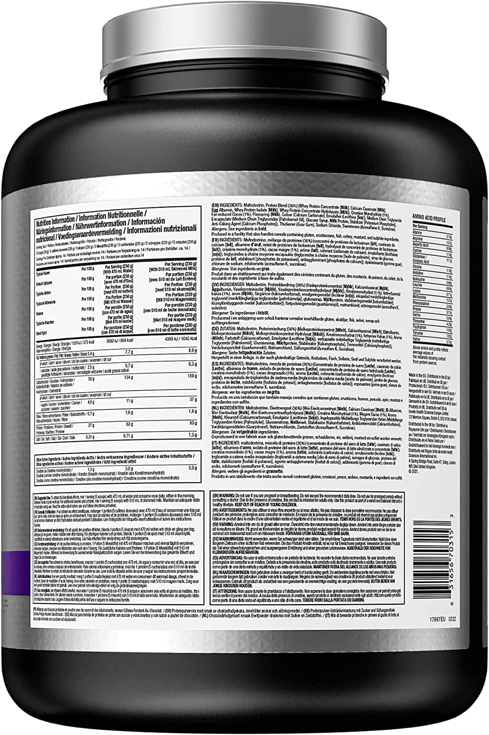 MuscleTech Performance Series Mass Tech Weight Gainer Protein Powder - Chocolate Flavor, 3200g for Muscle Growth & Recovery | Post-Workout & Bulking Supplement