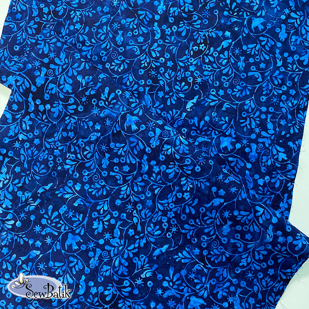 112 Wide Batik Flock Together Deep Royal Blue Fabric - Perfect for Quilting, Home Decor, and DIY Craft Projects