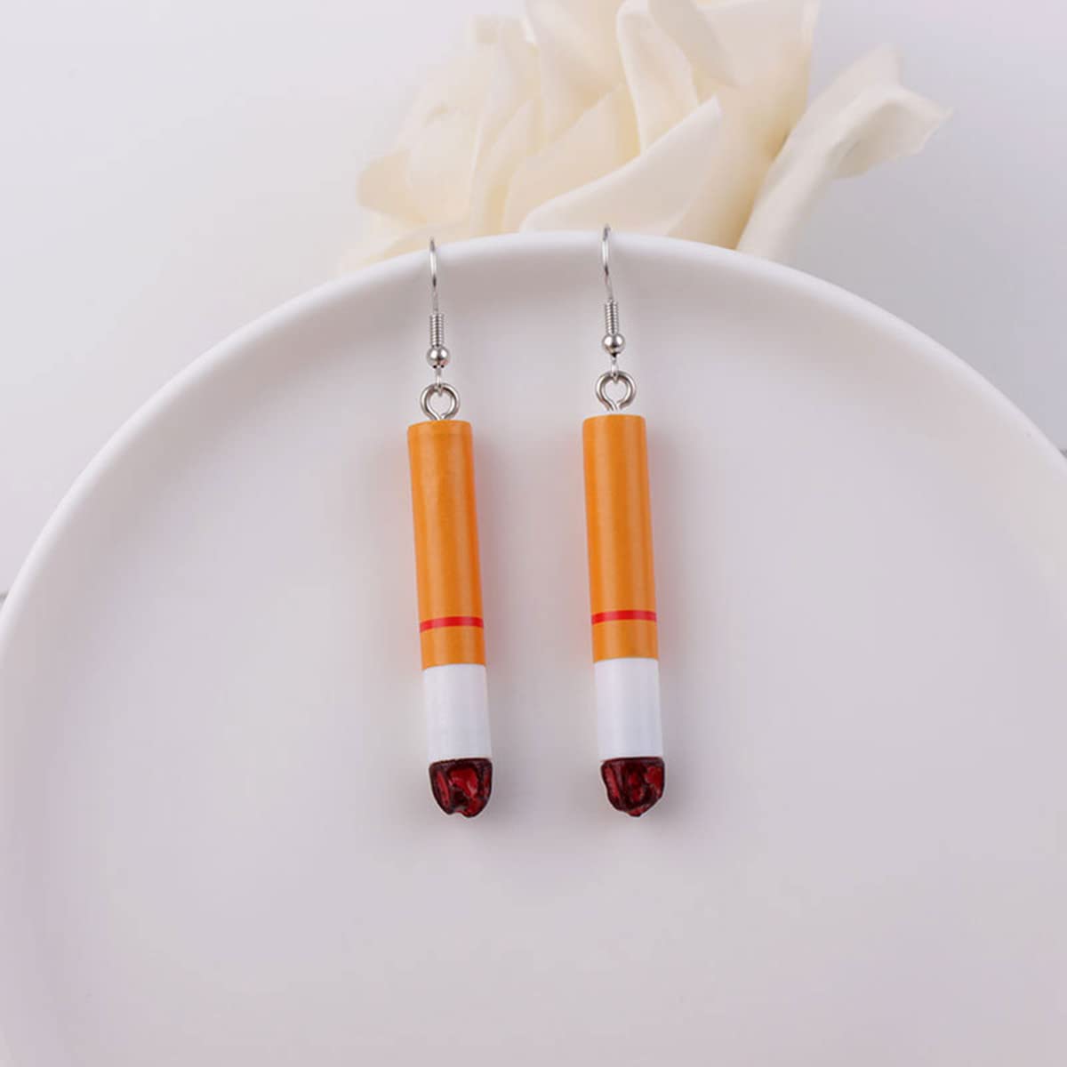 Funny Cigarette Butt Drop Dangle Earrings - Harajuku Punk Fashion Jewelry for Women | Wacky Lifelike Smoking Accessory Earrings | Perfect for Costume Parties, Halloween & Edgy Street Style