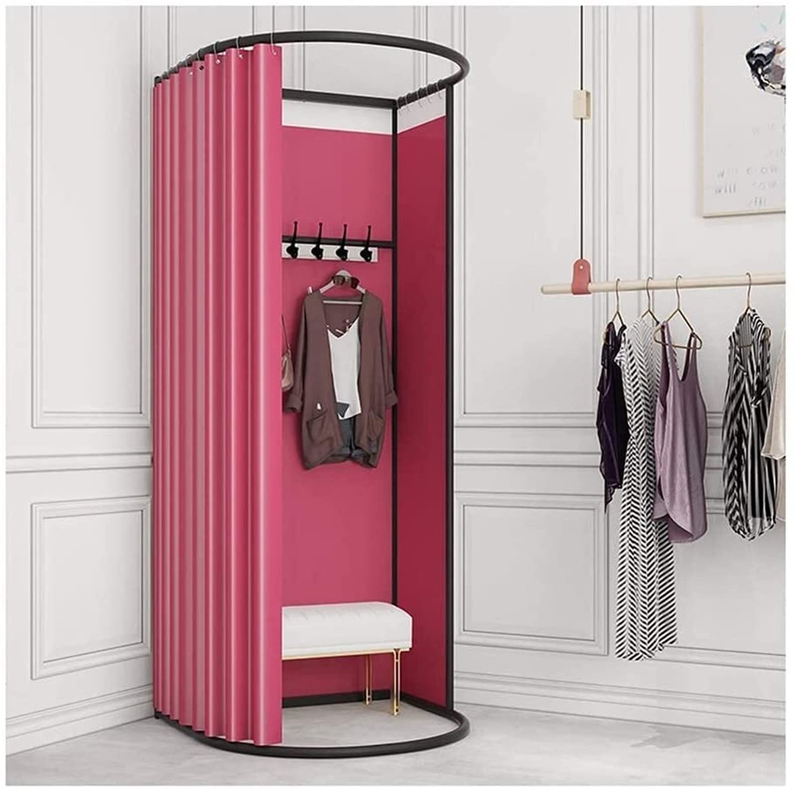 Portable Fitting Room with Blackout Curtain & Metal Frame - Privacy Dressing Room for Clothing Stores, Malls & Locker Rooms | Easy Setup Temporary Changing Booth for Retail Displays & Events