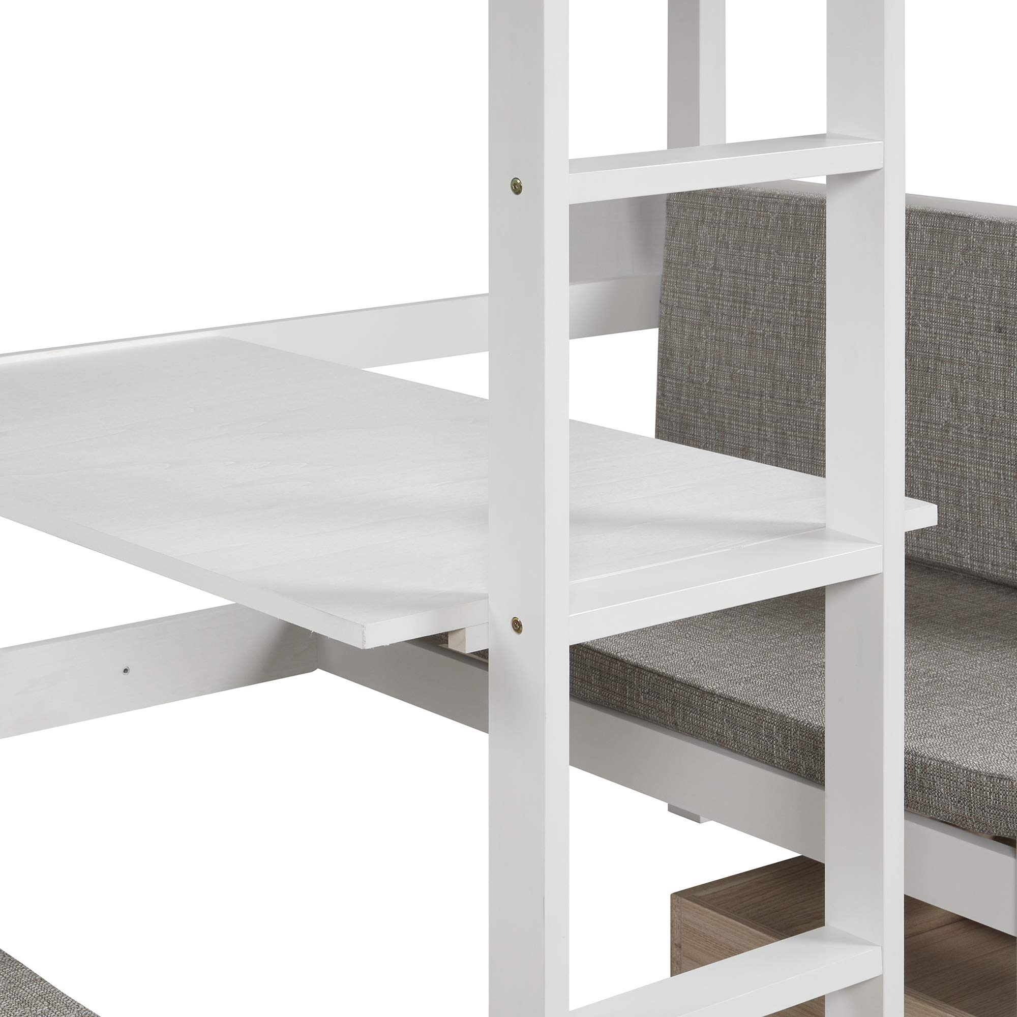 Harper & Bright Designs Twin Loft Bed with Study Desk - Sturdy Wooden Bunk Bed Frame with Ladder - Space-Saving Kids Bedroom Furniture (White) - Perfect for Small Rooms, Dormitories & Shared Kids' Spaces