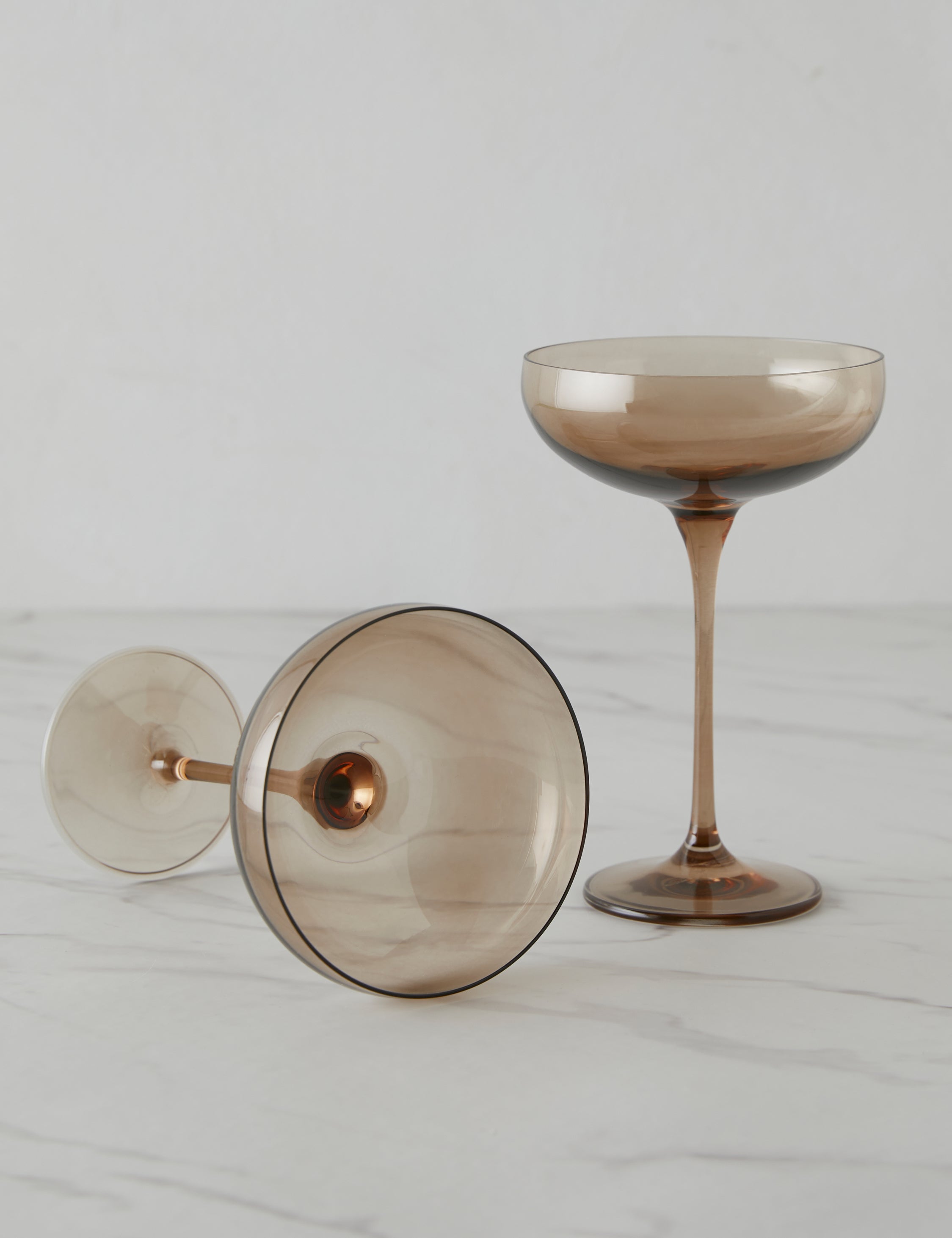 Elegant Estelle Colored Glass Champagne Coupes Set of 2 - Perfect for Weddings, Parties & Romantic Dinners
