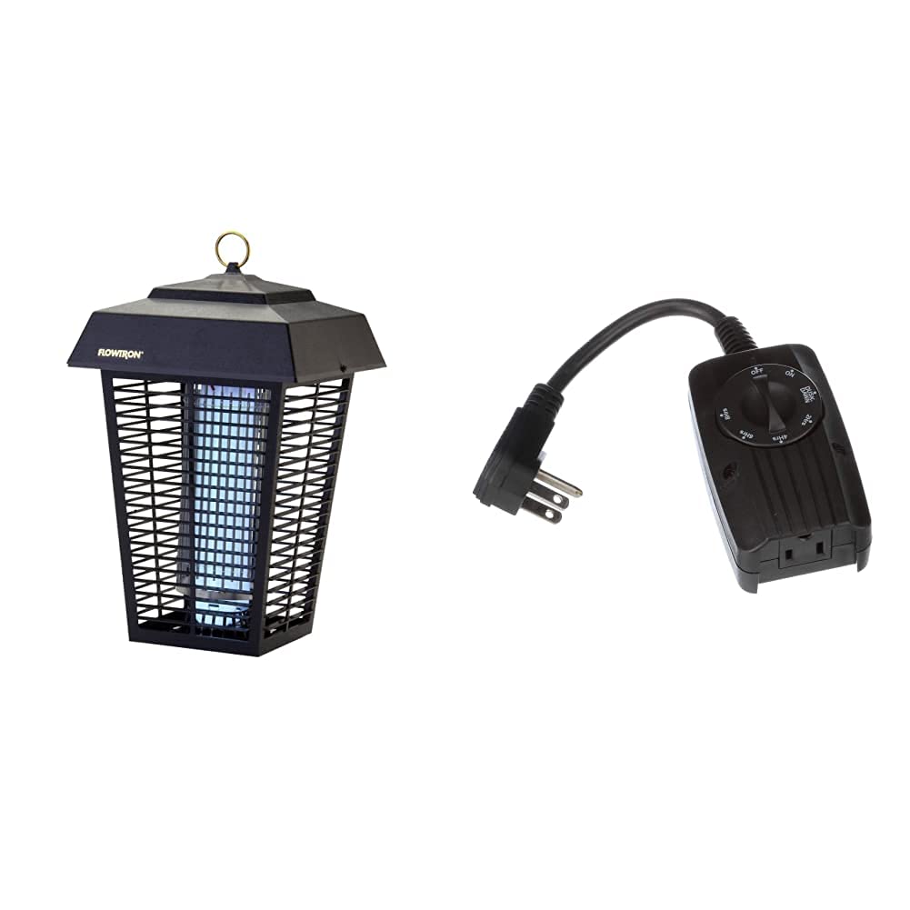 Flowtron Bug Zapper & Woods Outdoor Timer Combo - Powerful Mosquito & Insect Killer for Patio, Garden, Backyard - Outdoor Pest Control Solution for Summer Nights, BBQs & Camping