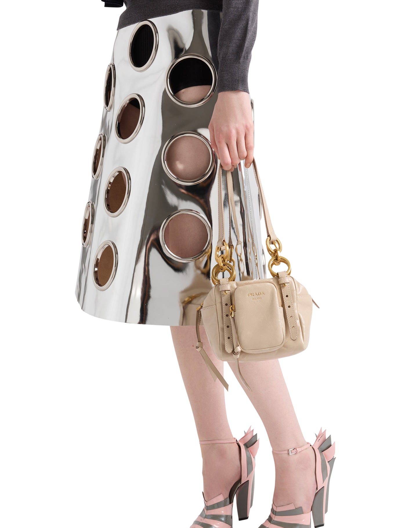 Prada Mini Leather Dangle Top Handle Bag - Stylish & Elegant Crossbody Purse for Women | Perfect for Parties, Dates & Everyday Use