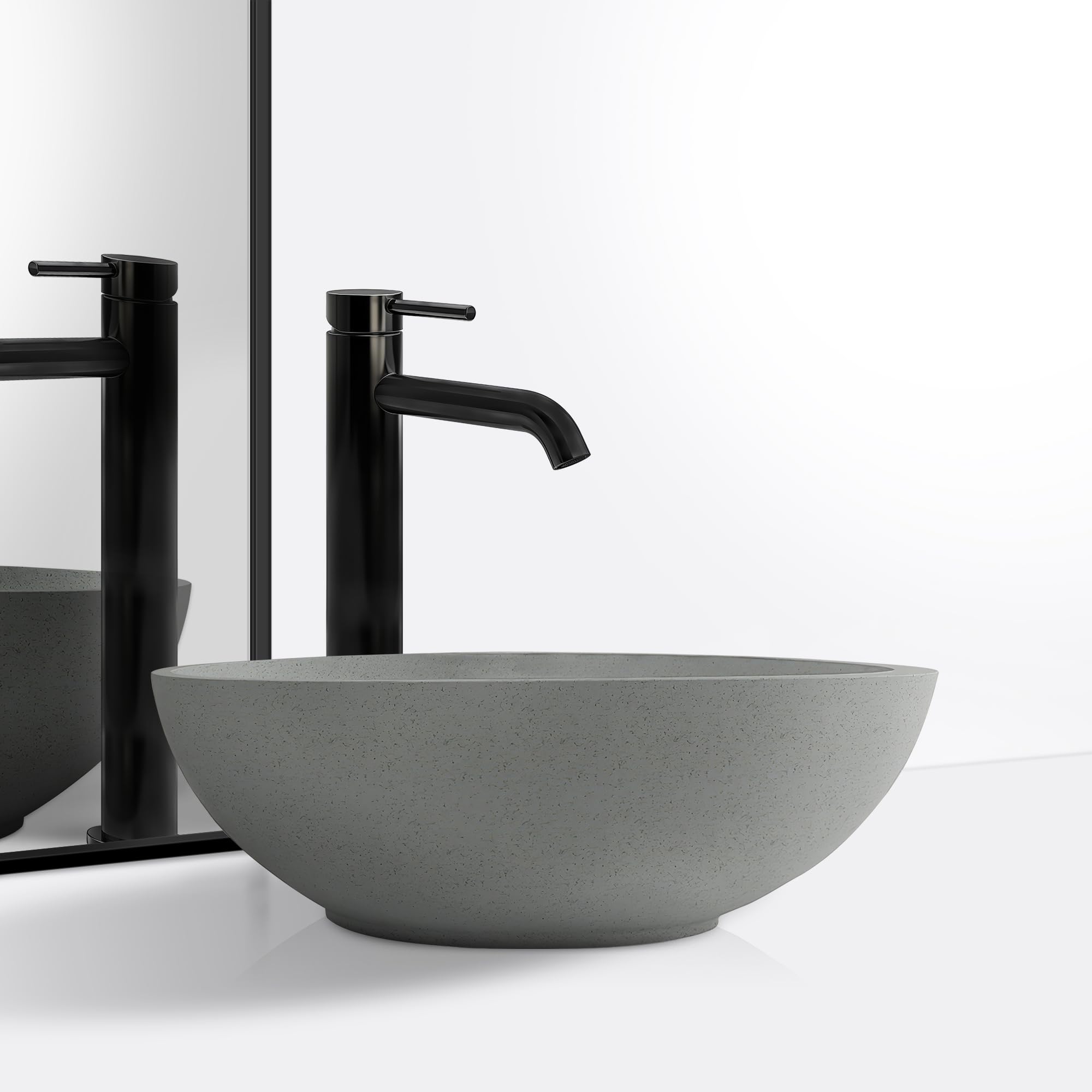 Dolonm Grey Concrete Vessel Sink for Bathroom - 21