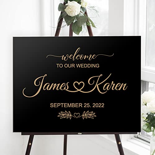 Custom Acrylic Wedding Welcome Sign - Modern Elegant Wedding Decoration for Reception, Ceremony & Outdoor Weddings - Personalized with Your Names & Date