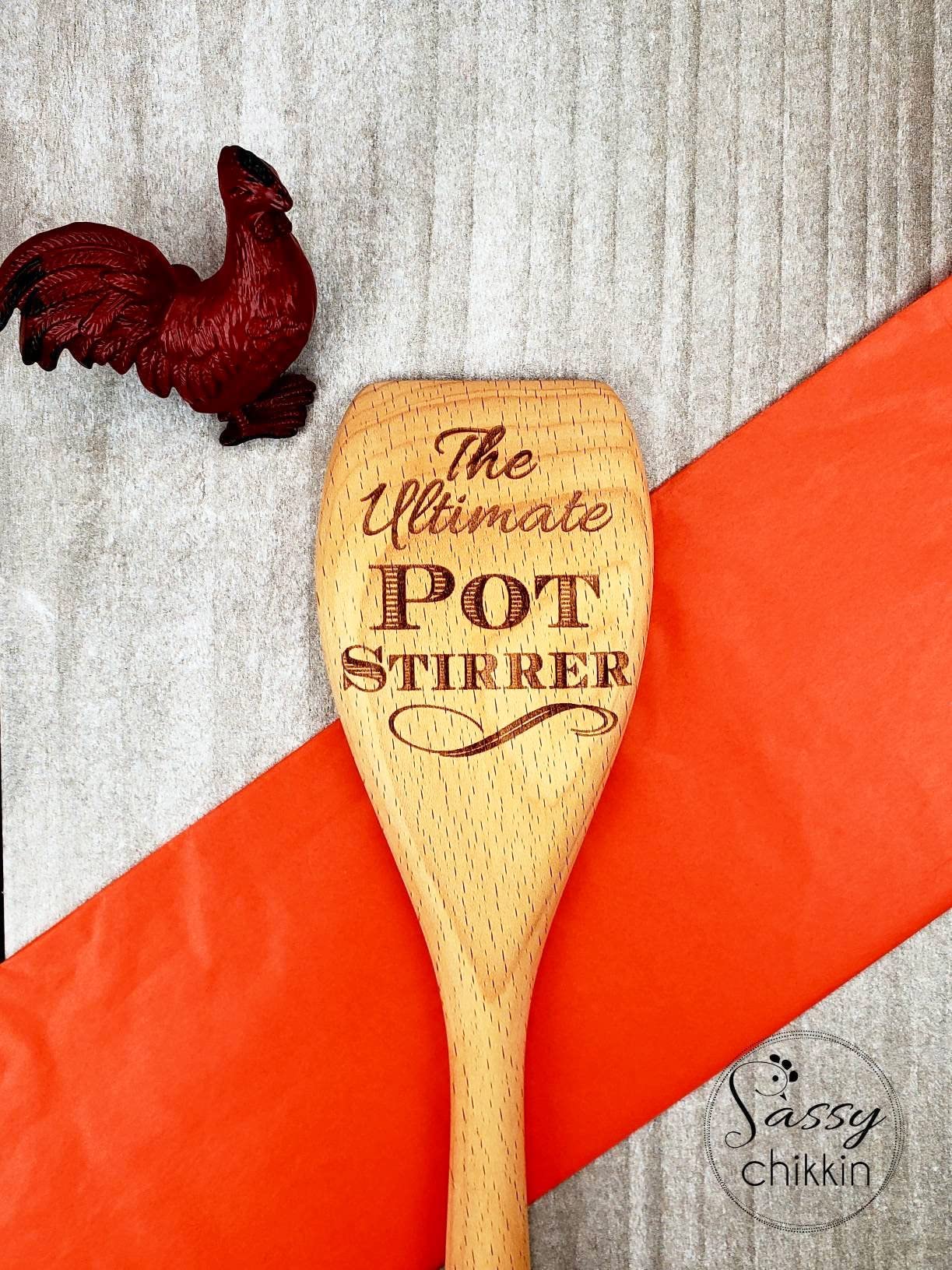 Premium Wooden Cooking Spoon - Durable & Ergonomic Stirring Utensil for Kitchen - Funny 'Stir the Pot' Engraved Gift for Mom, Dad, Grandparents - Personalized Kitchen Tool for Baking, Cooking & Serving - Perfect for Home Chefs & Gift Occasions