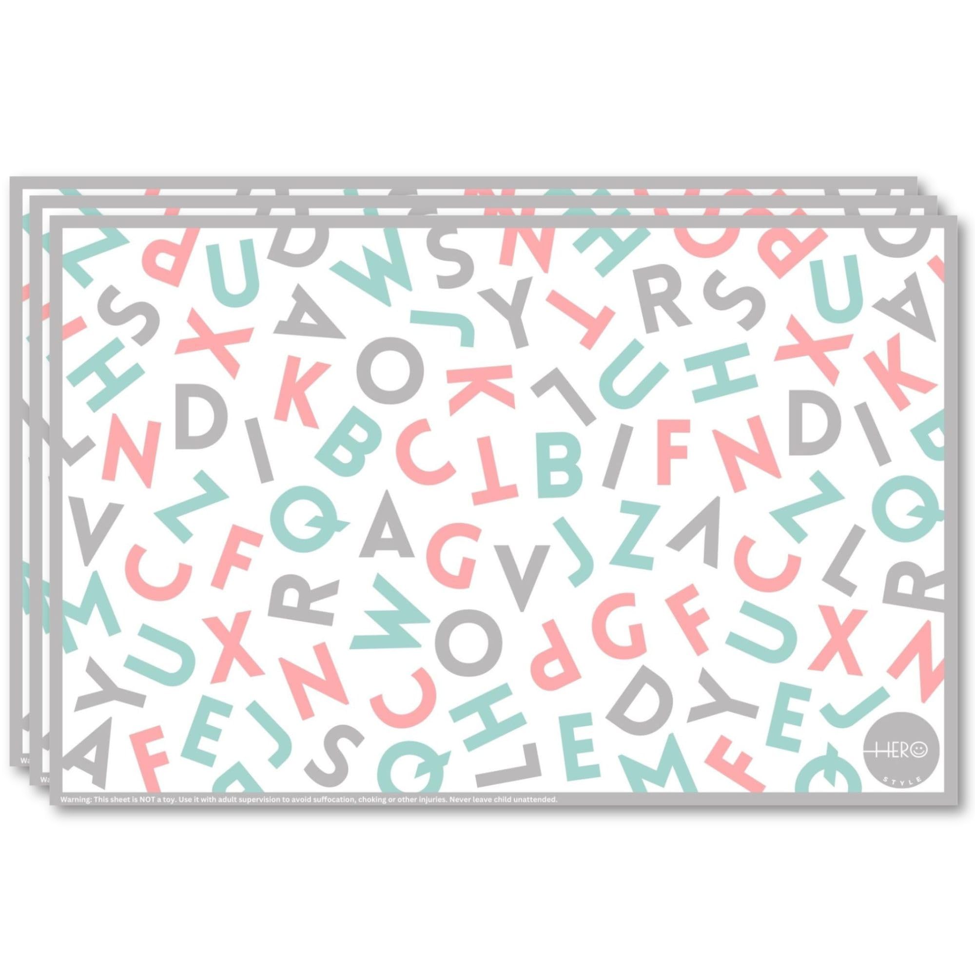 40 Pack Disposable Baby Placemats - Stick-On Alphabet Educational Placemats for Toddlers | BPA-Free, Colorful Dining Essentials for Restaurants, Travel & Family Meals | Perfect for High Chairs, Picnics & On-the-Go Meals