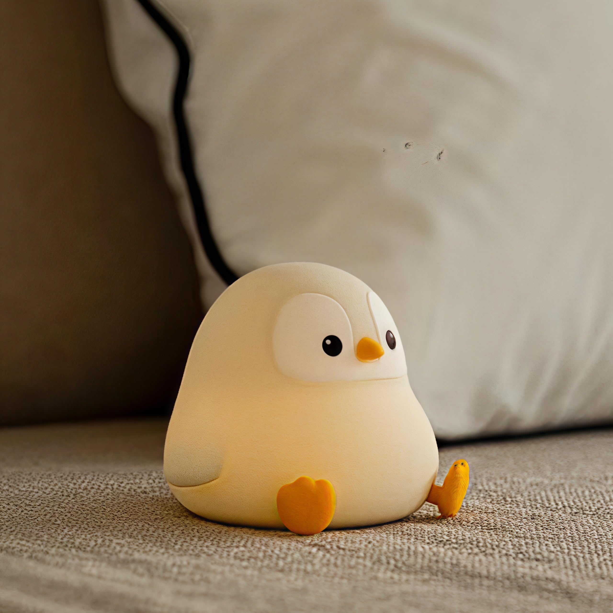 ATSUI Penguin Night Light - LED Squishy Animal Night Lamp with 2-Level Dimmable Brightness, Food Grade Silicone Safe for Kids | Cute Nursery Nightlight for Baby Room, Desk Decor & Funny Gift for Boys Girls | Perfect for Bedtime, Reading Nook & White Elephant Gifts