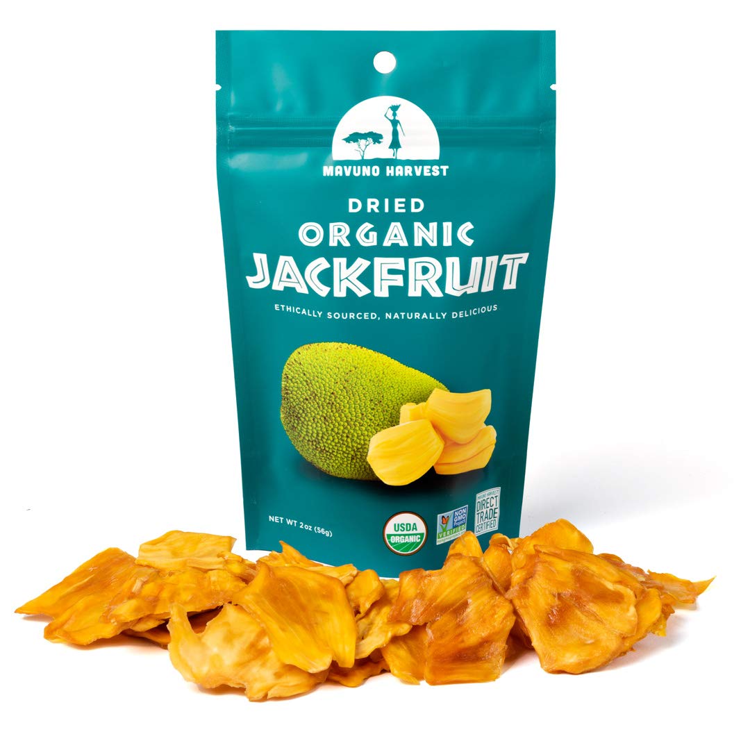Organic Dried Jackfruit Chips by Mavuno Harvest | Unsweetened, Vegan, Gluten-Free, Non-GMO Healthy Snack | 2oz Pack of 6 | Perfect for On-the-Go, School Lunches & Office Snacking