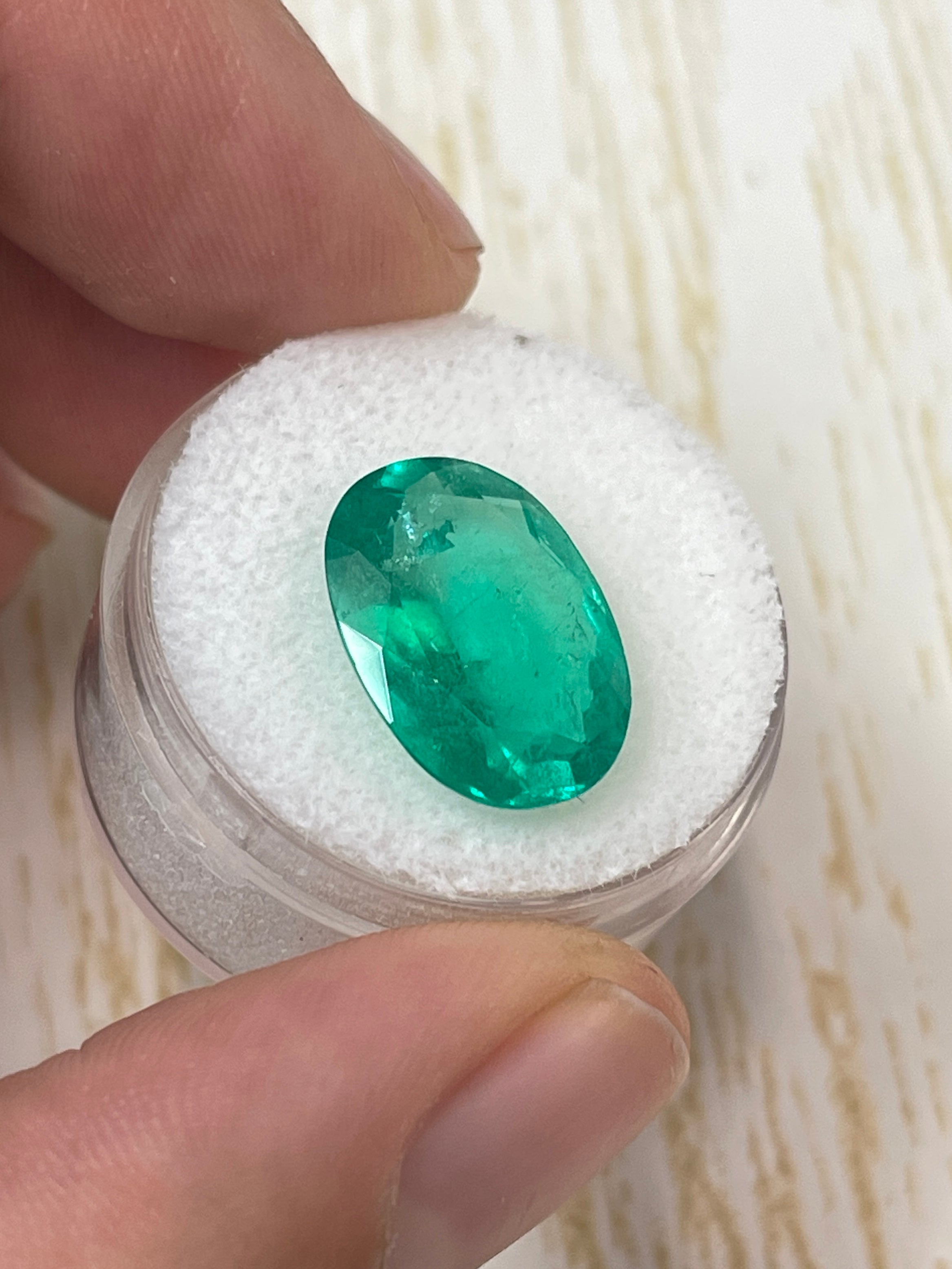 7.00 Carat 16x12mm Yellowish Green Natural Loose Colombian Emerald Oval Cut Gemstone for Jewelry Making, Engagement Rings & Luxury Gifts