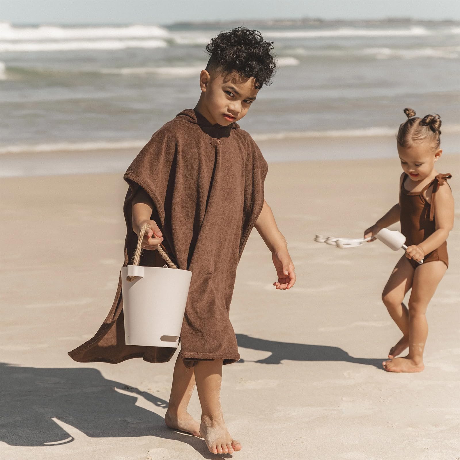 Baby Hooded Beach Towel - Swim Cover Up & Bath Towel for Boys & Girls | Soft & Absorbent Swim Poncho | Summer Swimsuit Cover Up (A-Brown, 12-18 Months) | Perfect for Pool, Beach & Bath Time