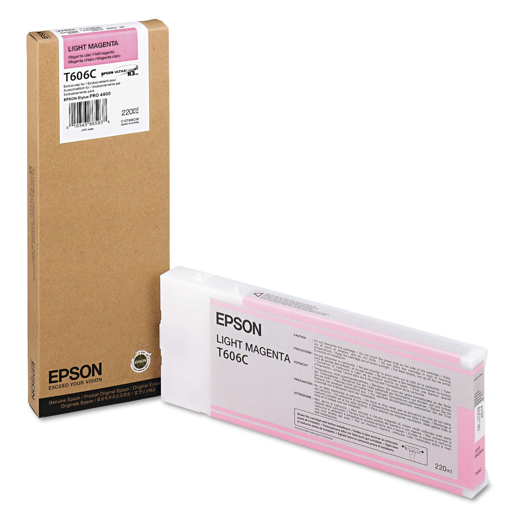 Epson T606c00 Ink Cartridge - Light Magenta | High-Quality Printer Ink for Epson Printers | Perfect for Home, Office & Photo Printing