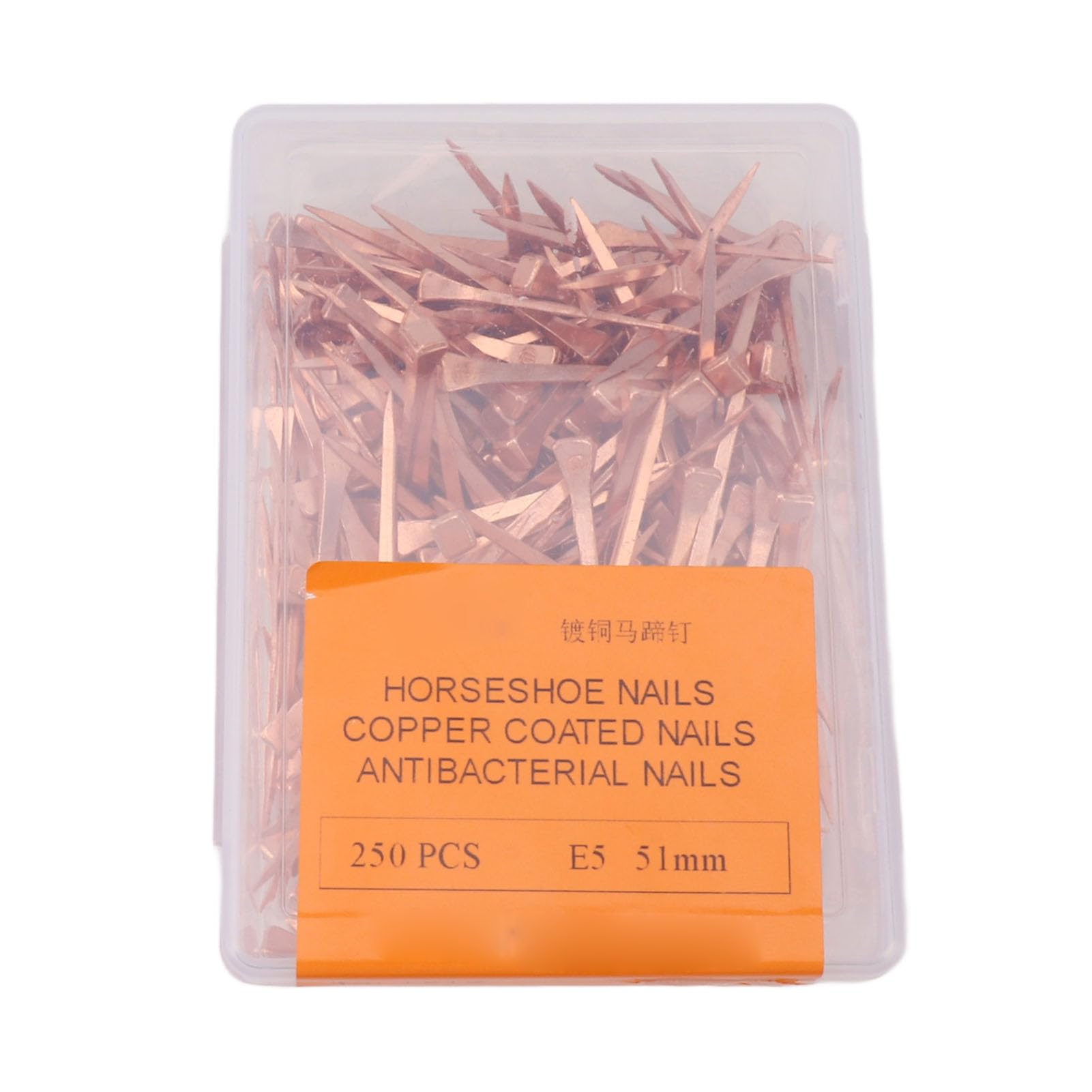 Tnfeeon 250Pcs Copper Horseshoe Nails - Rustproof Plated Equestrian Riding Equipment for Horses, Gardening & Farming Supplies (51mm E5) - Perfect for Horse Shoeing, Stable Maintenance & DIY Projects