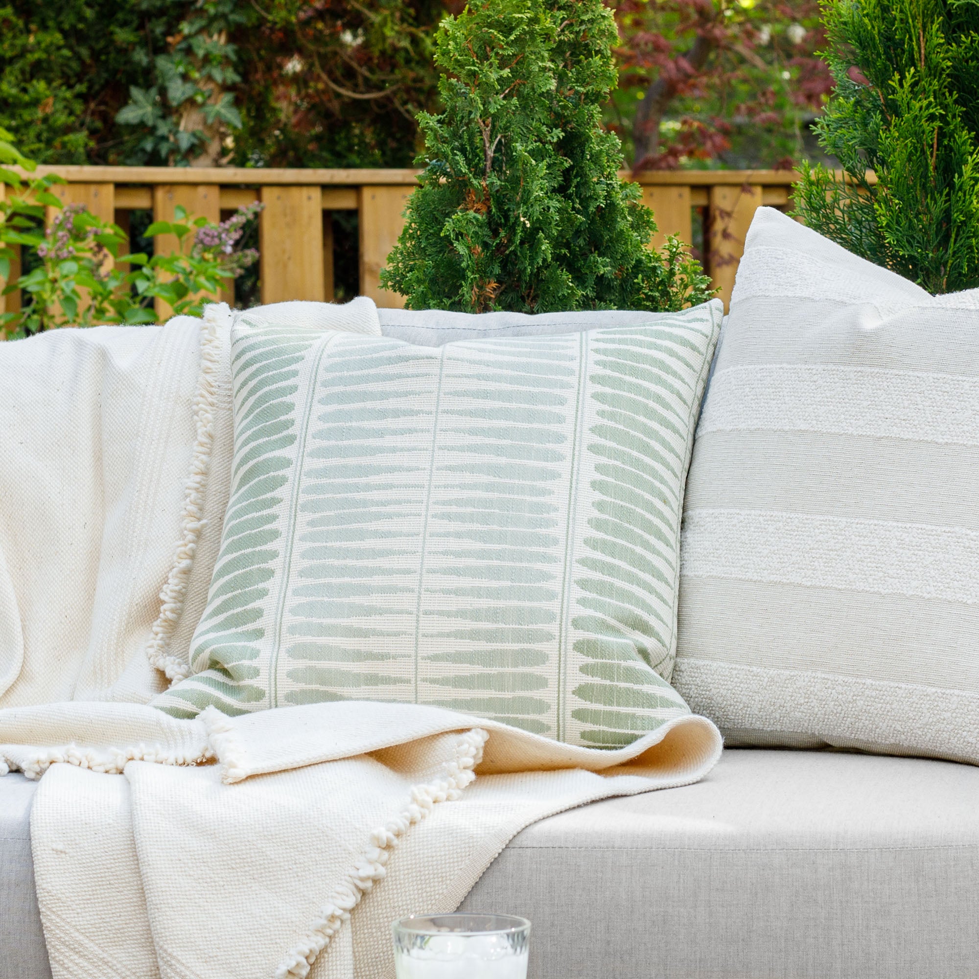 Everly 20x20 Outdoor Pillow - Jade Green Waterproof Decorative Throw Pillow for Patio, Garden, Poolside & Porch - All-Weather Cushion Cover