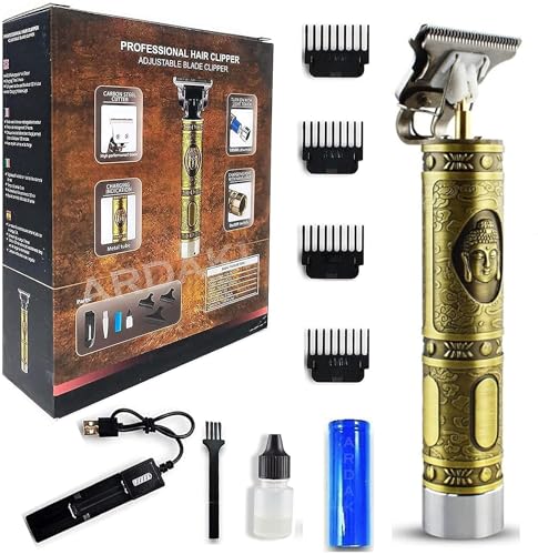 Professional Buddha Style Hair Trimmer for Men - Retro Oil Head Clipper & Shaver with 4 Guide Combs for Precise Close Cut & Grooming | Perfect for Home Haircuts, Beard Trimming & Personal Styling
