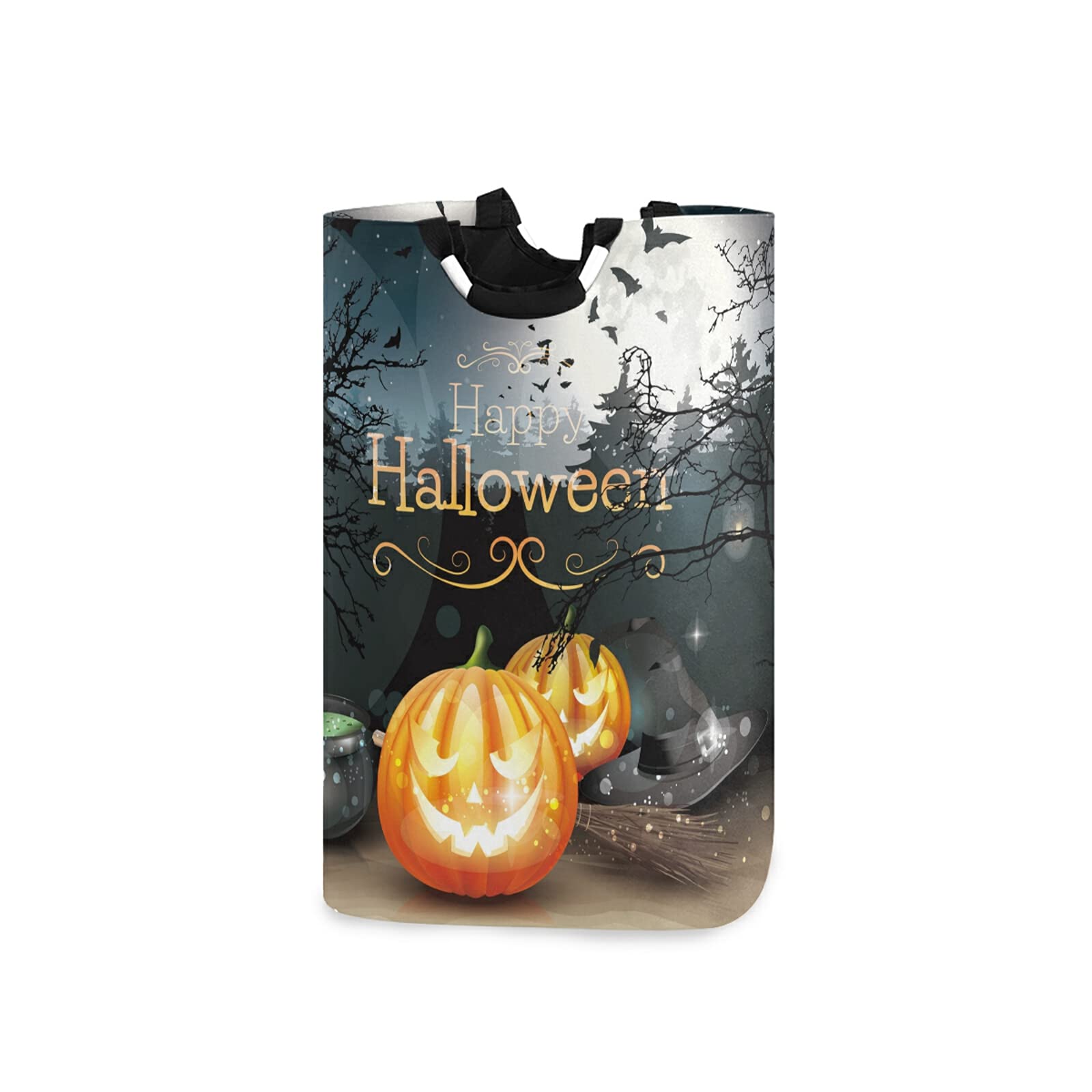 Qilmy Halloween Large Collapsible Fabric Laundry Hamper - Pumpkin Design Portable Storage Basket for Kids Toys, Bathroom & Laundry Room - Perfect for Halloween Decor, Kindergarten Organization & Home Storage Solutions