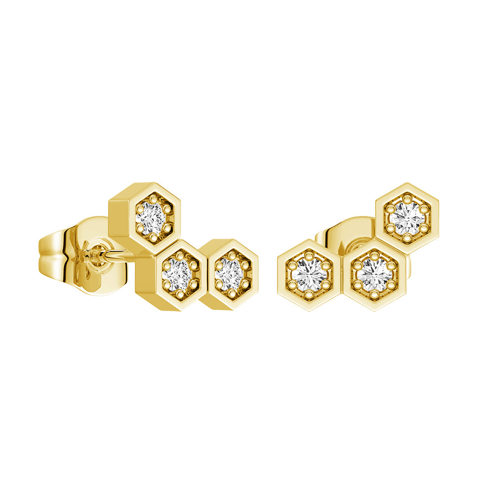 Lab Grown Diamond Honeycomb Hexagon Cluster Stud Earrings – Elegant & Hypoallergenic Jewelry for Women, Perfect for Weddings, Parties & Everyday Wear