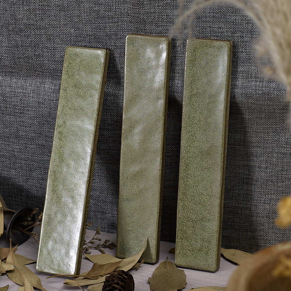 Mykonos Jade Green 50X250mm Zellige Matte Handmade Subway Tile - Perfect for Kitchen Backsplash, Bathroom Walls & Mediterranean Style Home Decor