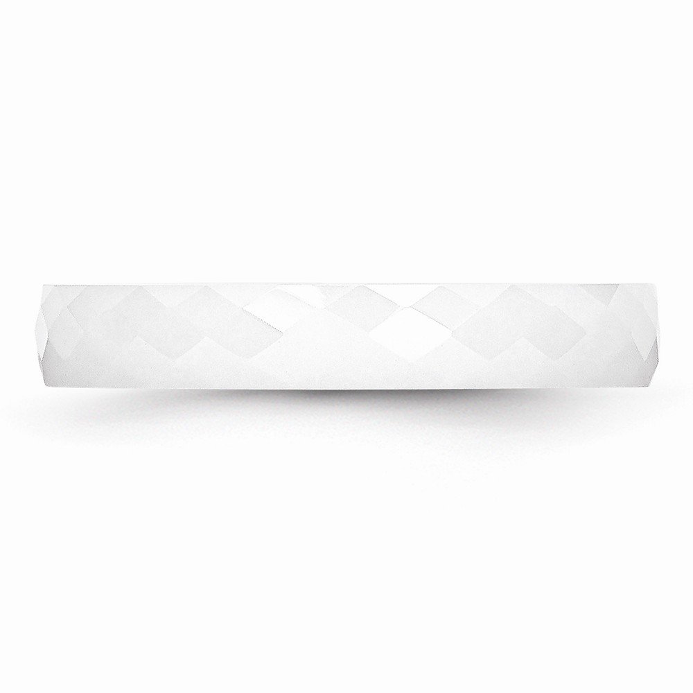 Jewels By Lux Ceramic White 4mm Faceted Polished Wedding Band Ring for Men & Women - Perfect for Engagement, Anniversary, and Everyday Wear