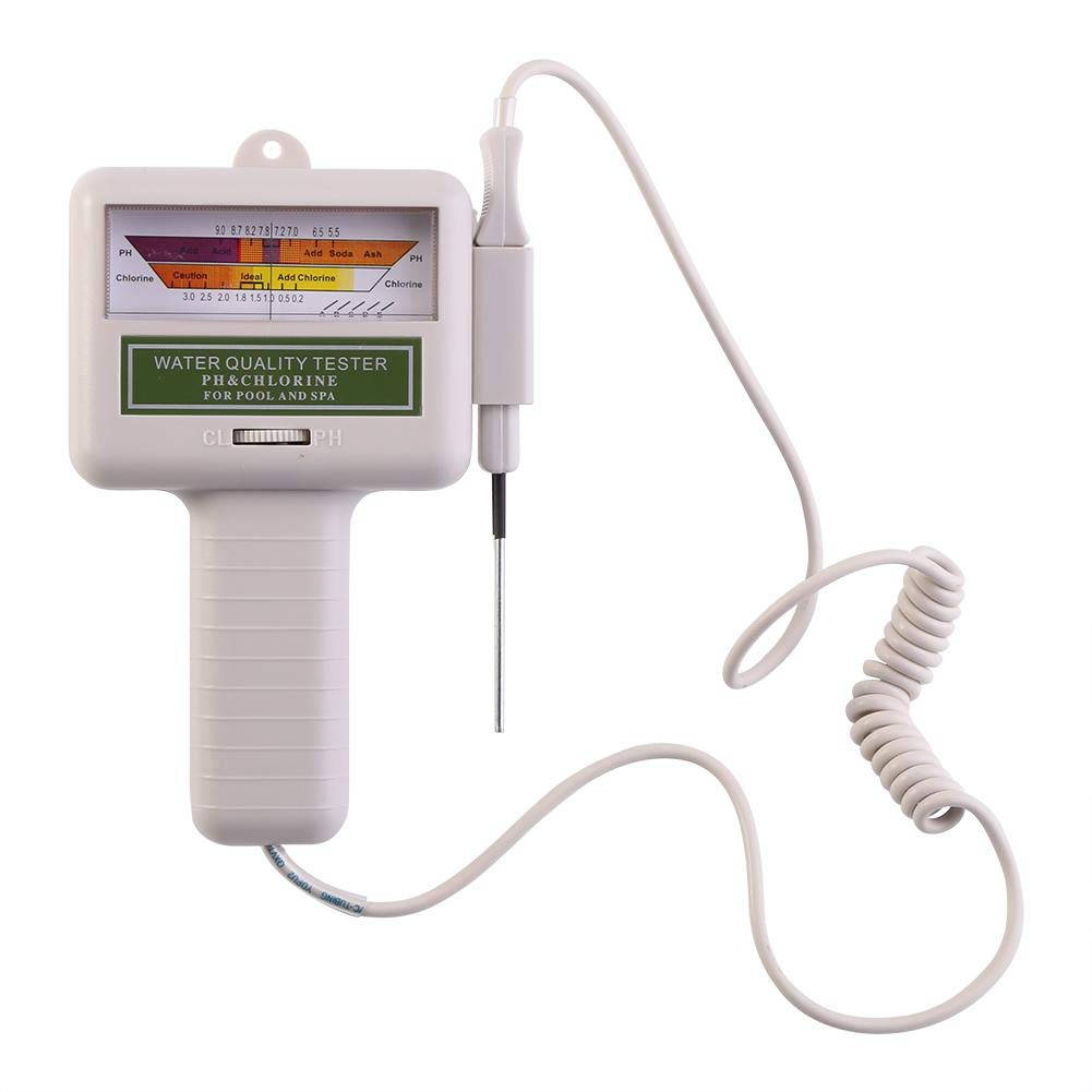 Digital 2-in-1 pH & Chlorine Water Tester - Portable Pool & Spa Water Quality Monitor with Large LCD Screen | Accurate pH/CL2 Testing for Swimming Pools, Hot Tubs, Aquariums & Home Water Safety (Gray White)
