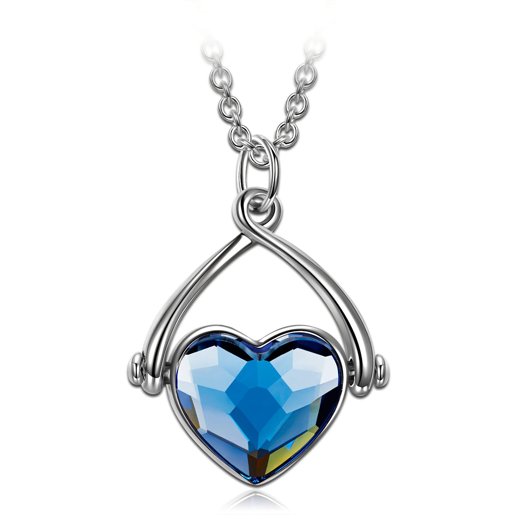 Alex Perry Christmas Jewelry Gifts for Women - Blue Heart Pendant Necklace with Austrian Crystals, Elegant Swing of Love Design, Perfect Holiday & Birthday Present for Her - Ideal for Parties, Anniversaries and Special Occasions