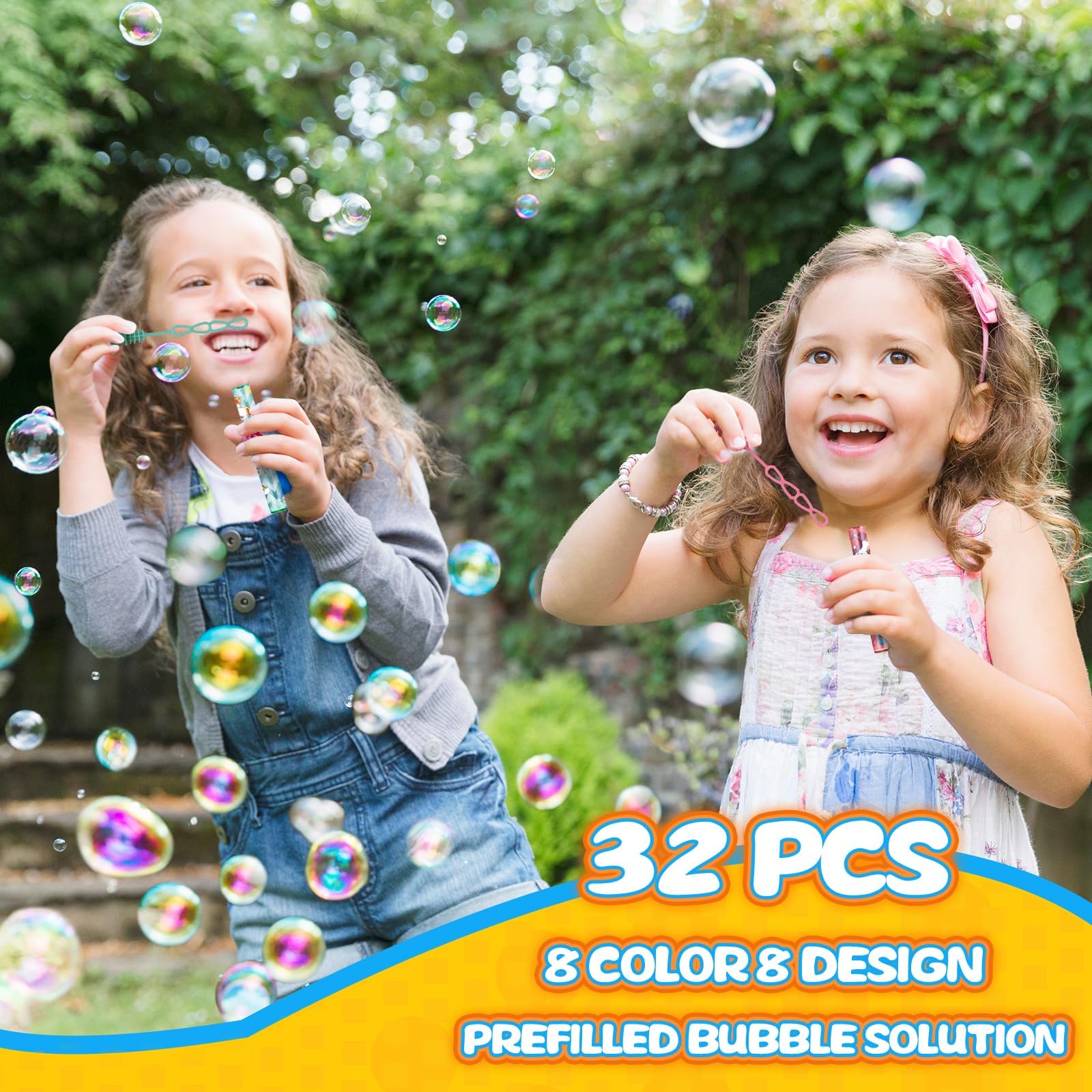 32 Pack Mini Unicorn Bubble Wands with Stickers - Pastel Party Favors for Kids, Birthday Decorations, Carnival Prizes, Goody Bag Fillers - Perfect for Girls' Birthday Parties, Baby Showers & Outdoor Play