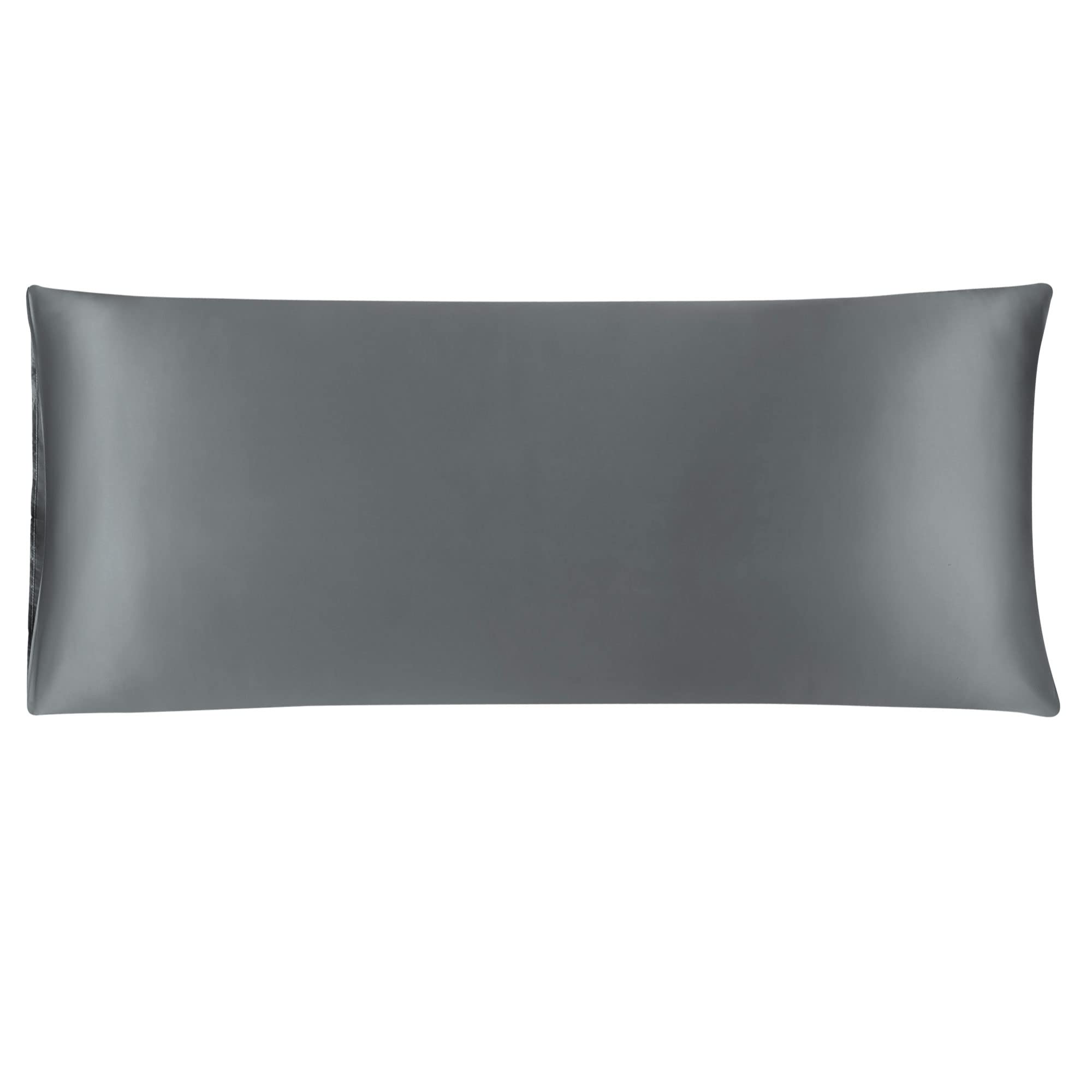 Luxury Cooling Silky Satin Body Pillow Cover 20x48 Inch - Grey Anti-Wrinkle Pillowcase for Hair & Skin Care - Perfect for Sleeping, Travel, and Home Comfort