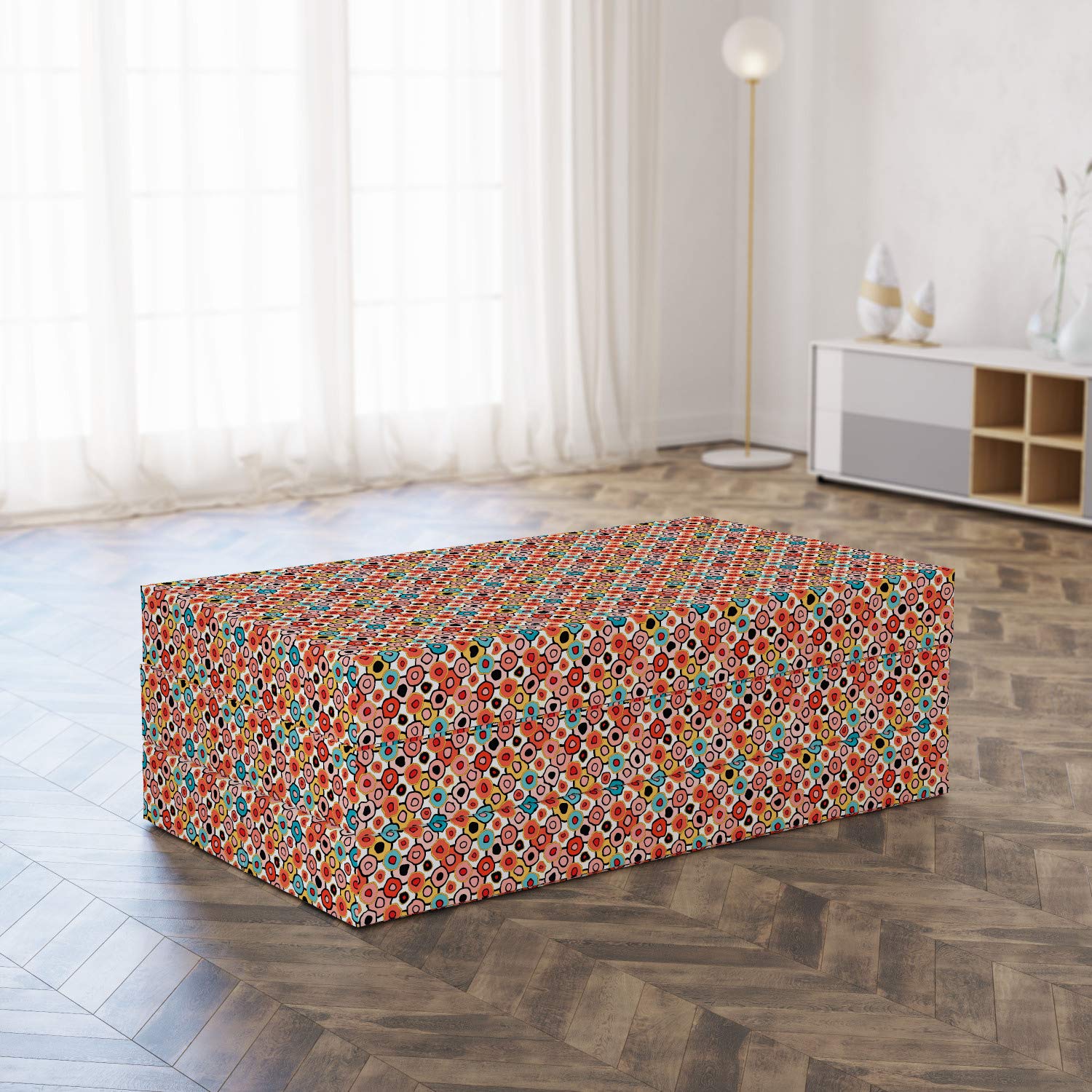 Ambesonne Vintage Foldable Mattress | Retro Bubble Design | 78.7