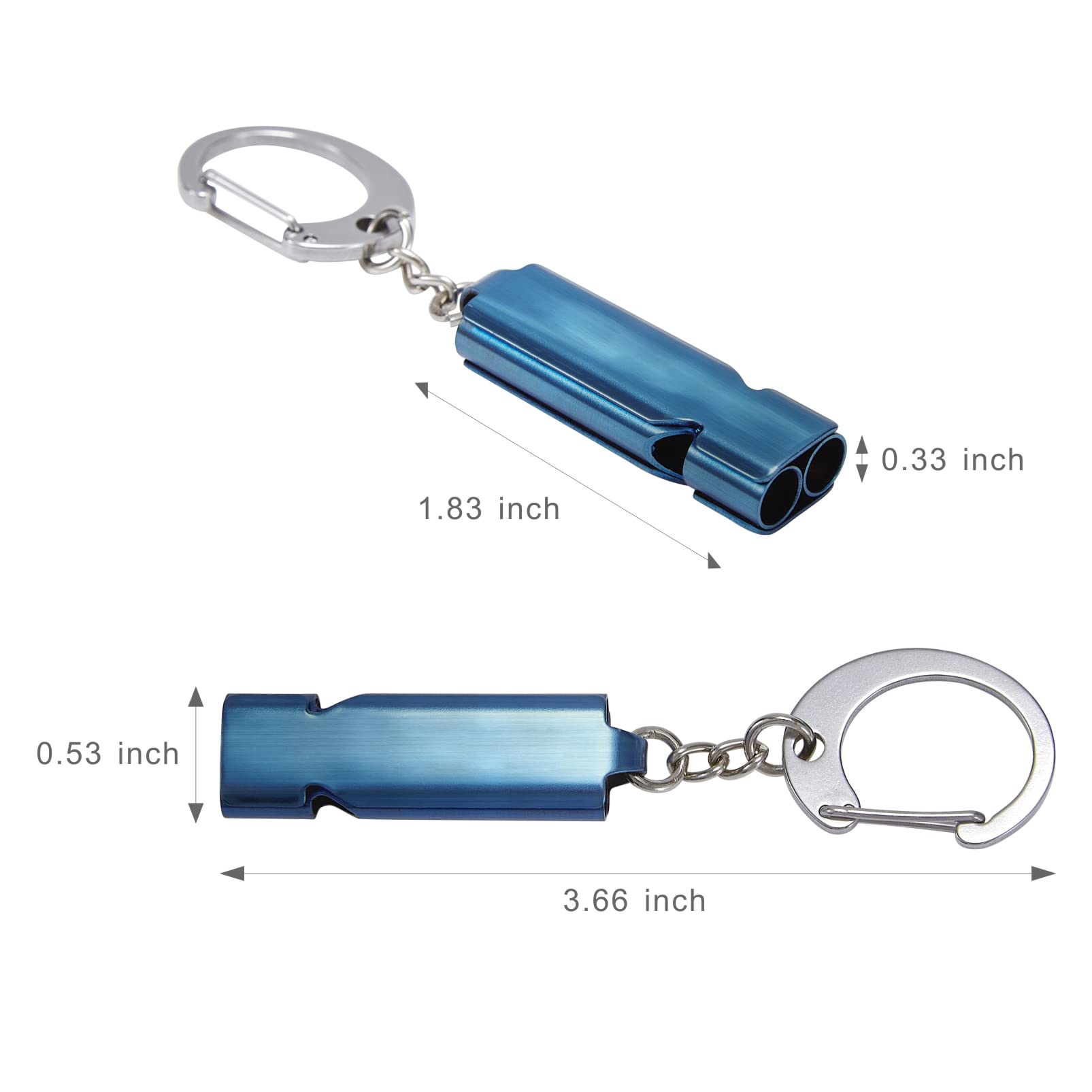 Stainless Steel Emergency Whistles 2 Pack with Keychain - Loud Referee Whistle for Coaches, Teachers, Lifeguards | Survival Safety Whistle for Hiking, Boating, Kayaking, Sports & Outdoor Activities