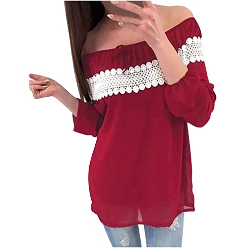 Women's Spring Tunic Tops - Sexy One Shoulder Long Sleeve Lace Blouse for Casual Wear, Date Night & Party Outfits | Elegant Loose Fit Fashion Tops for Women