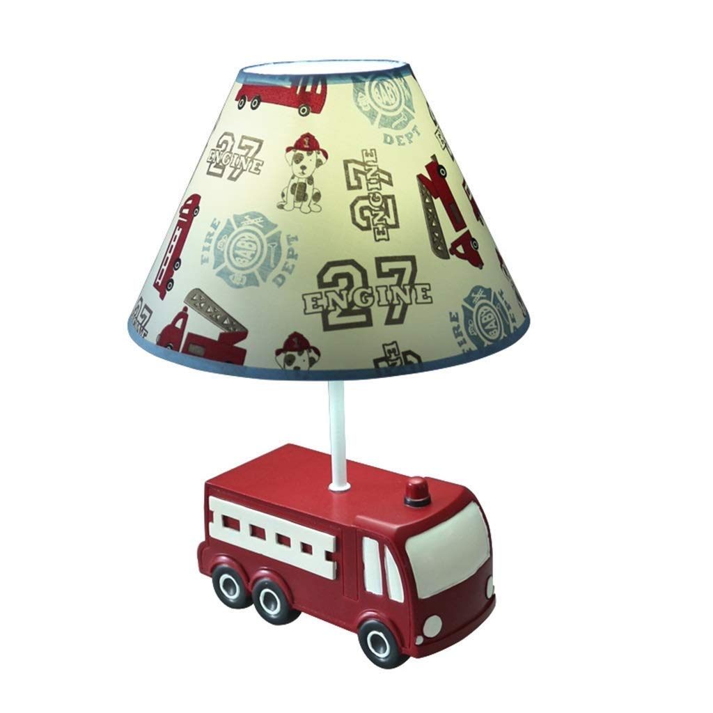 GUOCC Modern Fire Truck Table Lamp - Remote Control LED Night Light for Kids Room, Bedroom, Bedside Decor | Cartoon Cute Car-Themed Gift for Boys | Perfect for Nursery, Birthday Presents & Themed Room Lighting
